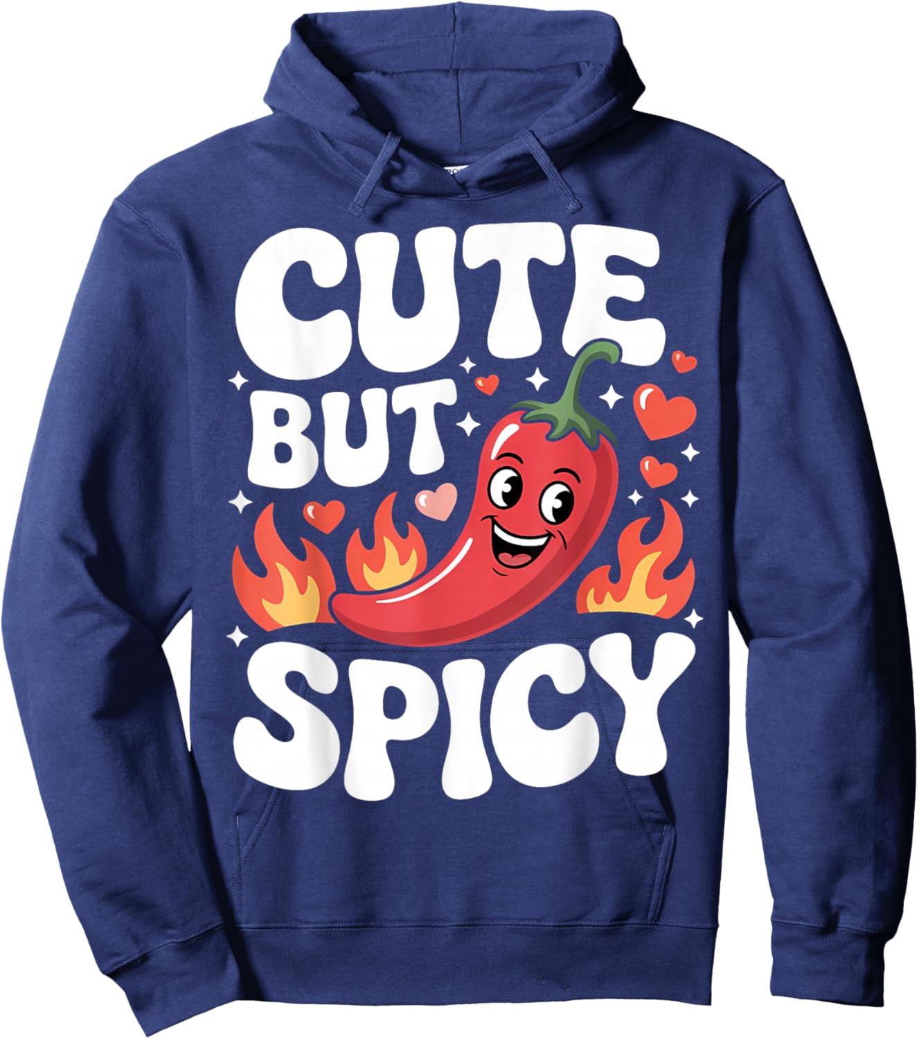Cute But Spicy Smiling Chili Red Pepper for Kids Women Men Hoodie - Hoodie | Navy