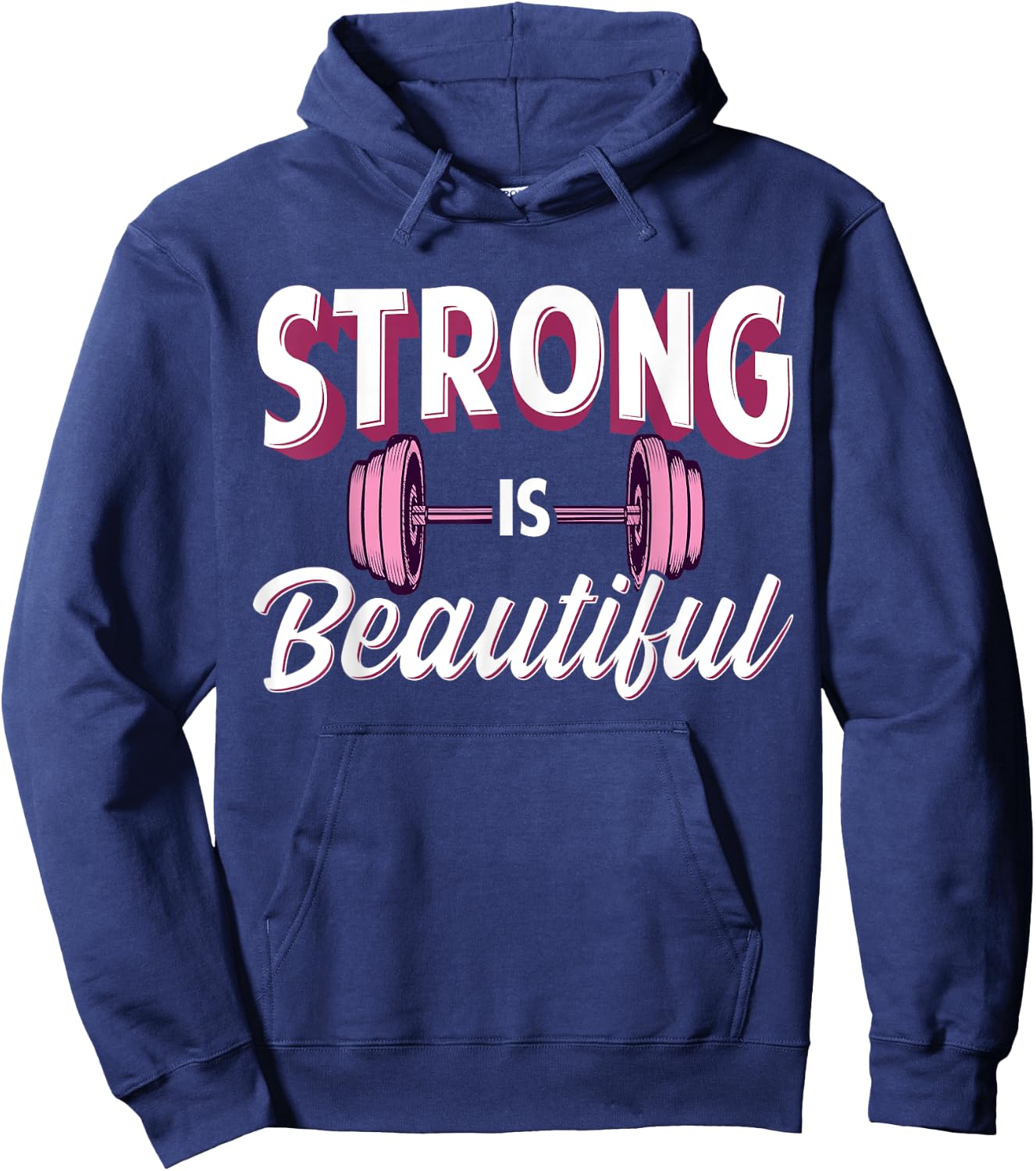 Strong is Beautiful Pink Barbells Gym Exercise Women Athlete Hoodie - Hoodie | Navy