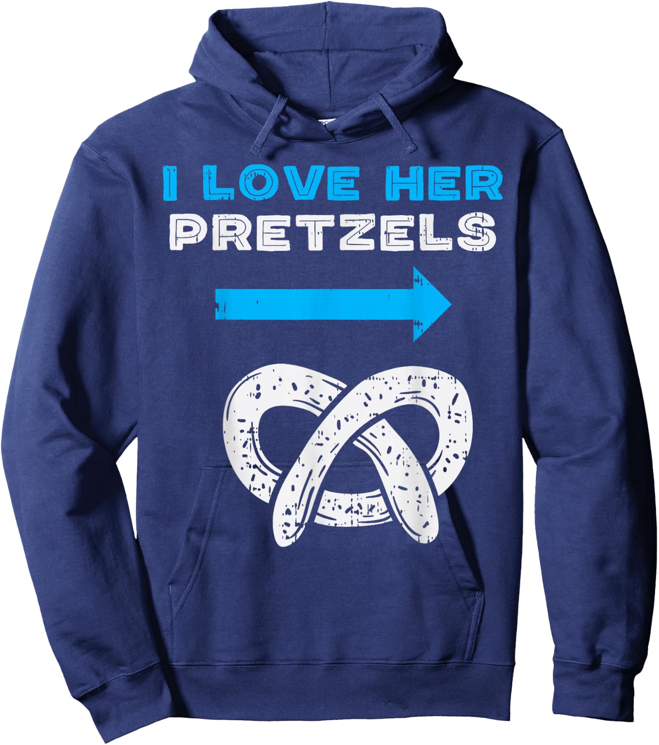I Love Her Pretzels Matching Couple Oktoberfest Boyfriend Hoodie - Hoodie | Navy