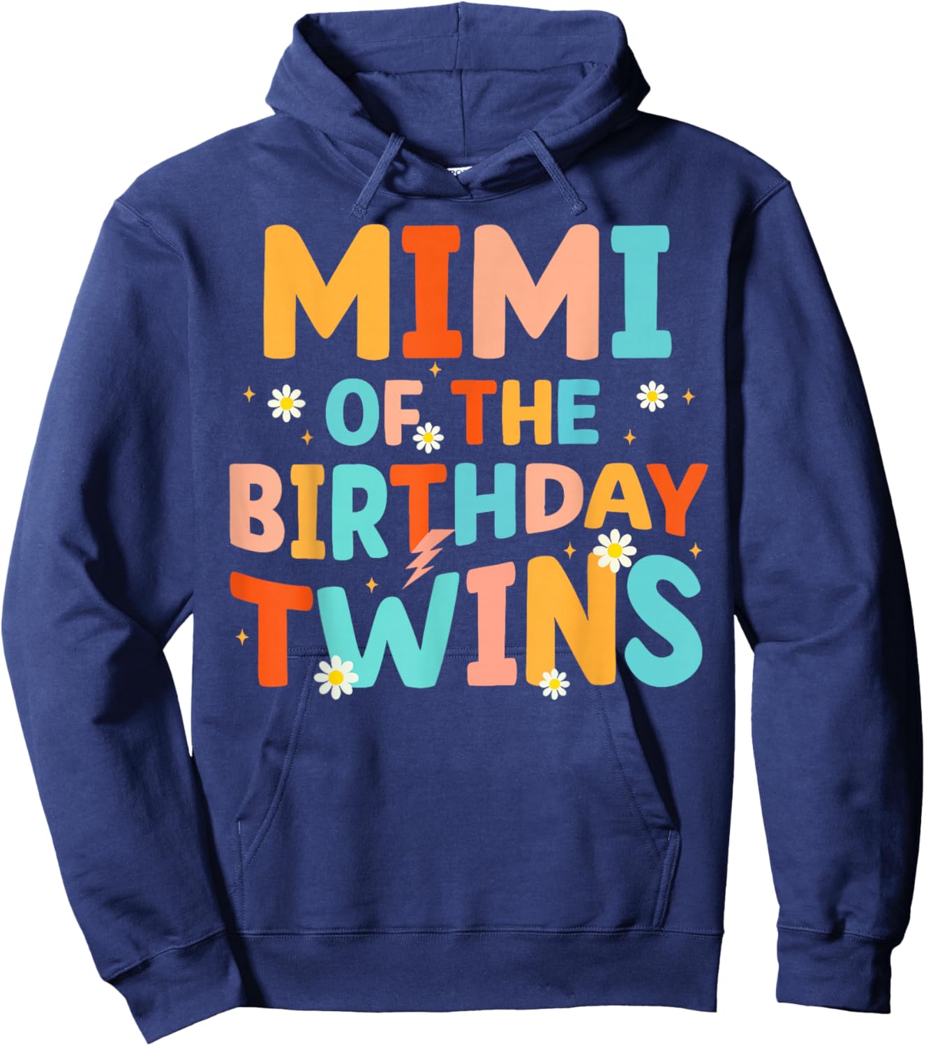 Mimi Of The Birthday Twins Kids Party Retro Bday Hoodie - Hoodie | Navy