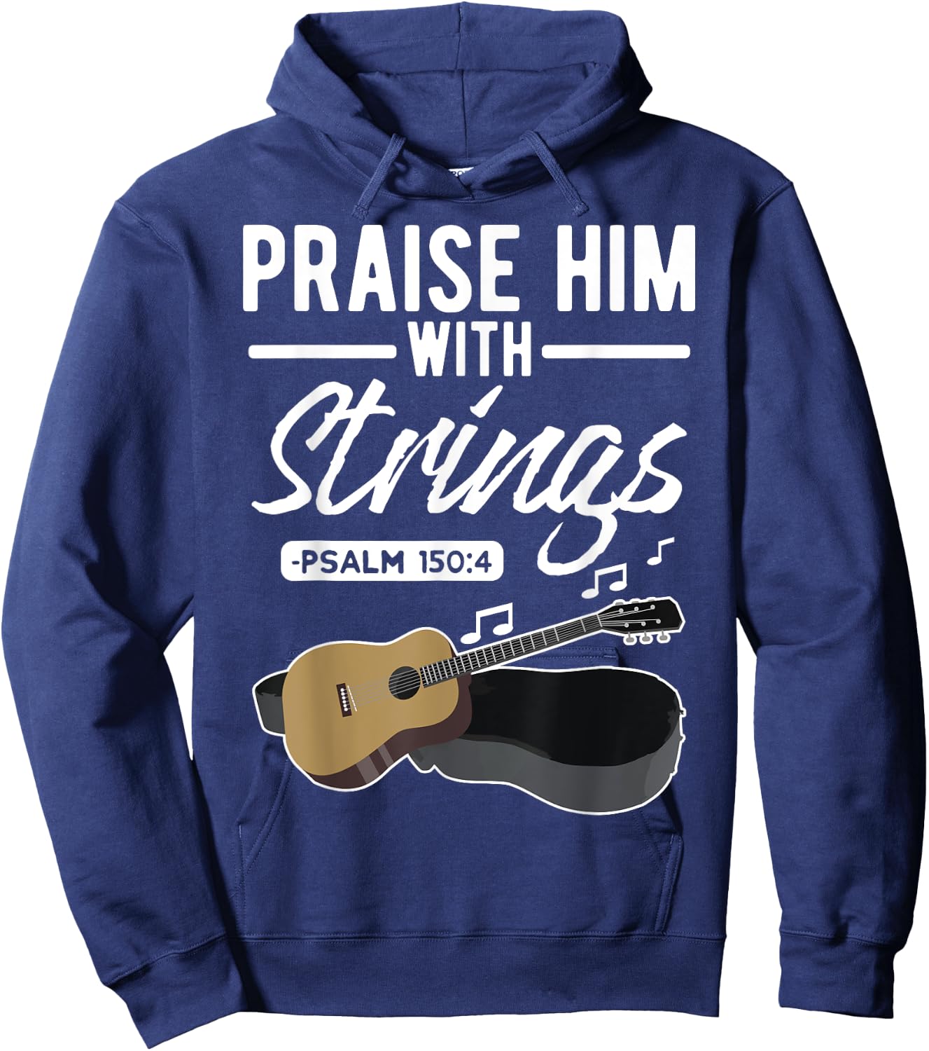 Praise him with strings Guitar Psalms Quotes Hoodie - Hoodie | Navy