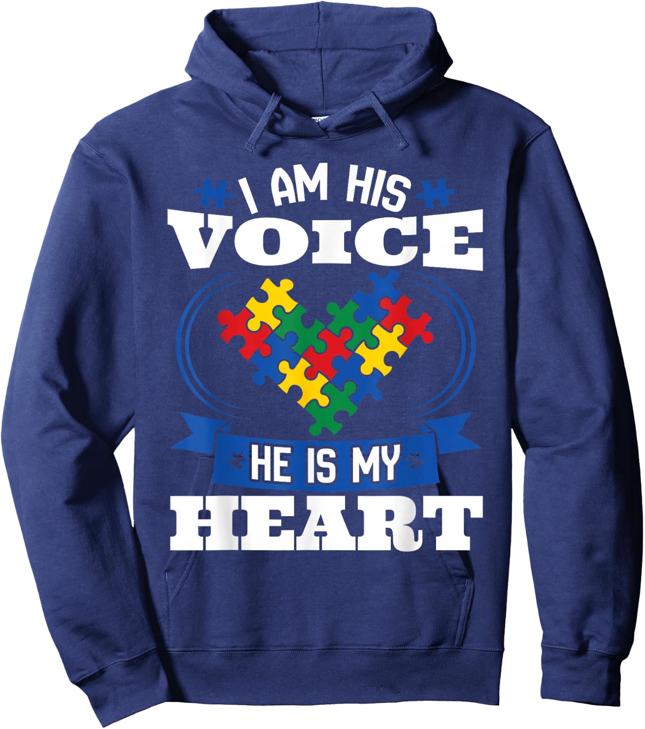 I Am His Voice He is My Heart Autism Awareness Hoodie - Hoodie | Navy