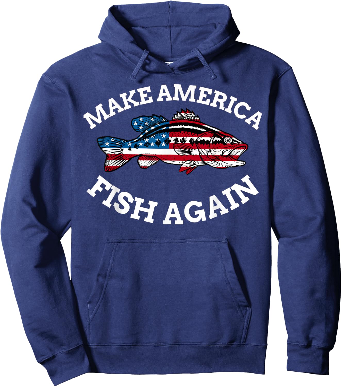 4th of July Fishing American Flag Make America Fish Again Hoodie - Hoodie | Navy