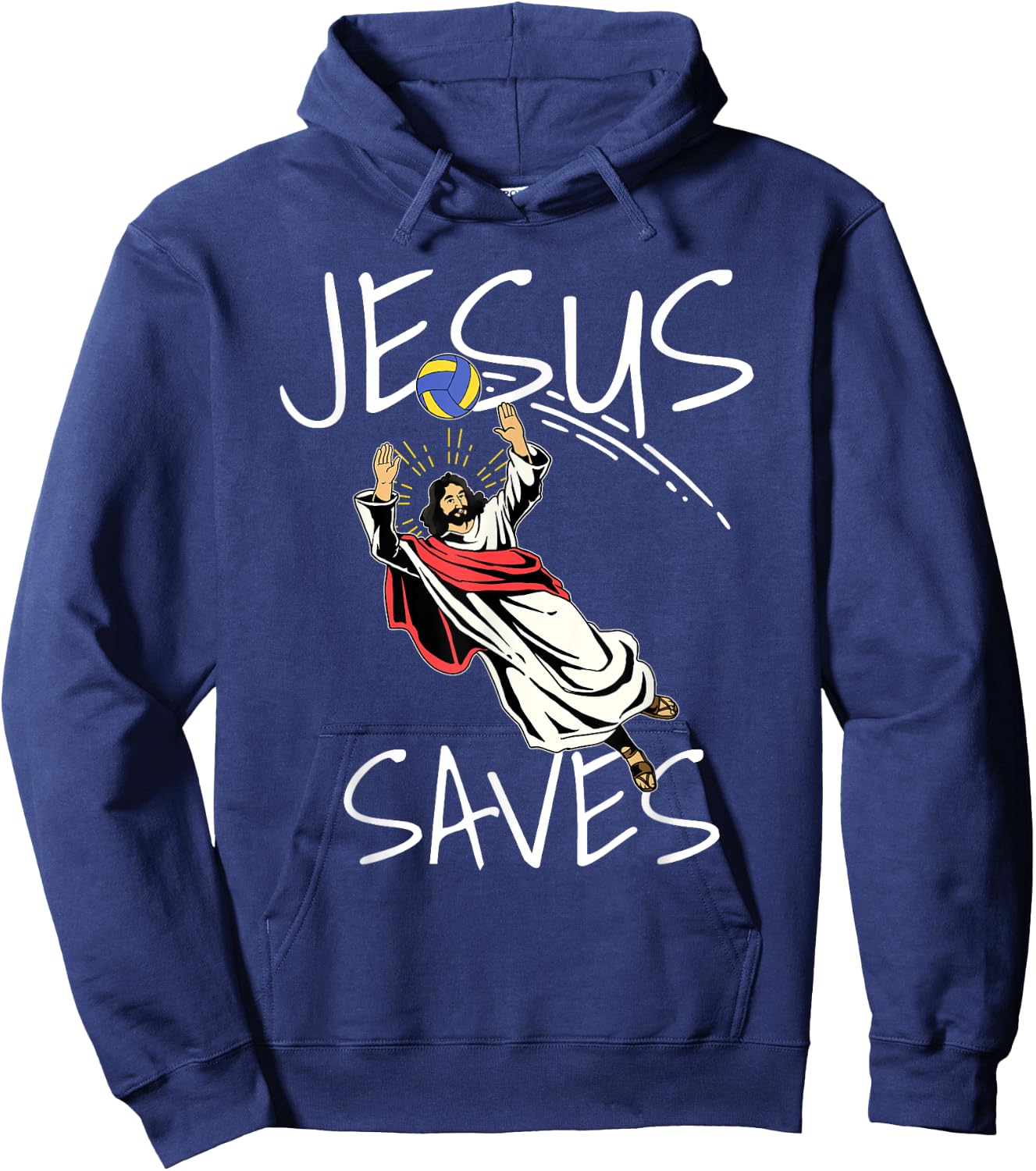 Funny Jesus Saves Volleyball Gift Volleyball Team Hoodie - Hoodie | Navy