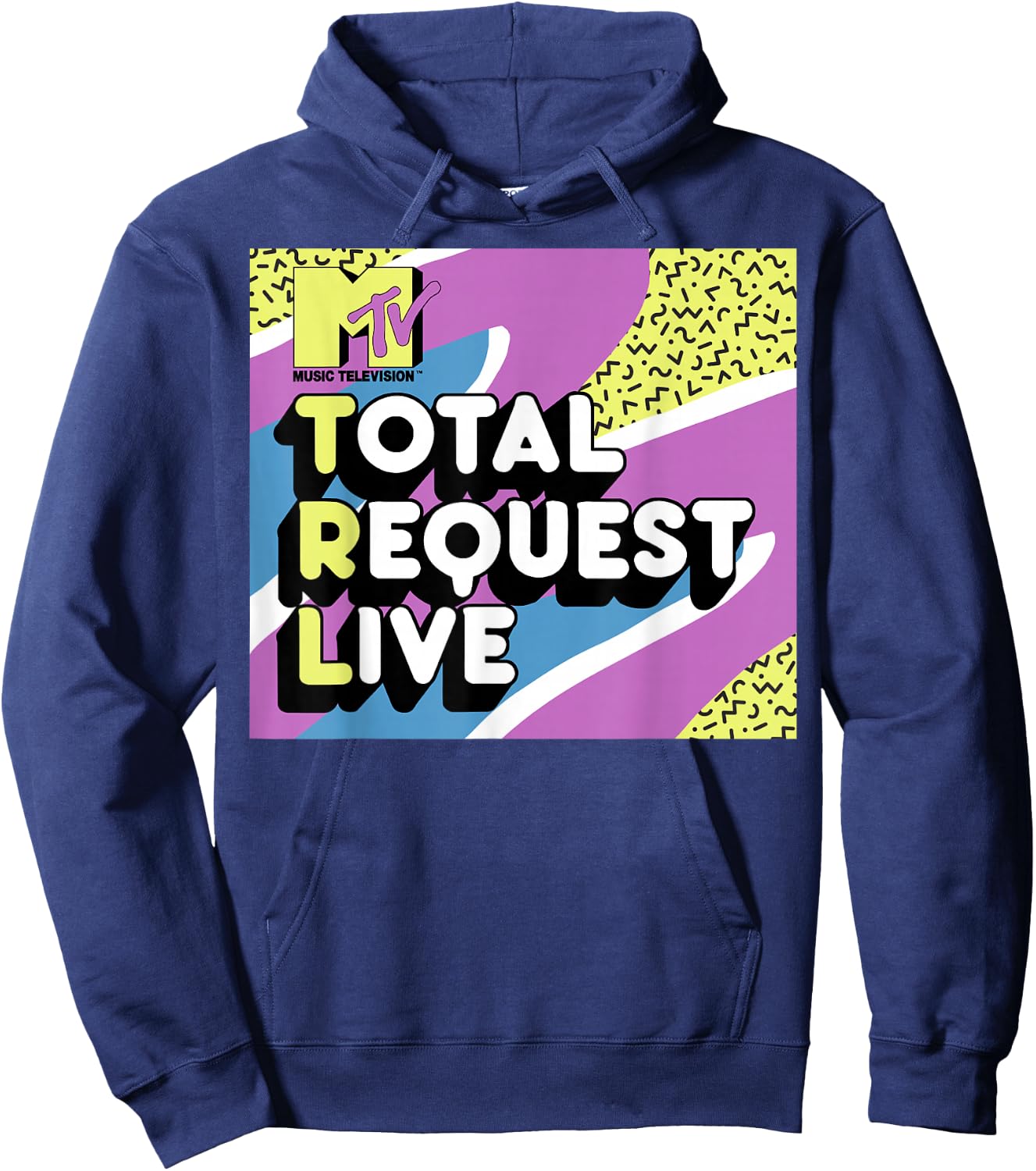 MTV Total Request Live 90's Colorful Pattern Graphic Hoodie - Hoodie | Navy