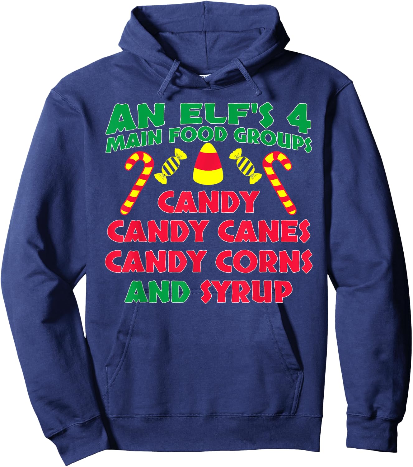 An Elf's 4 Main Food Groups Funny Cute Christmas Hoodie - Hoodie | Navy