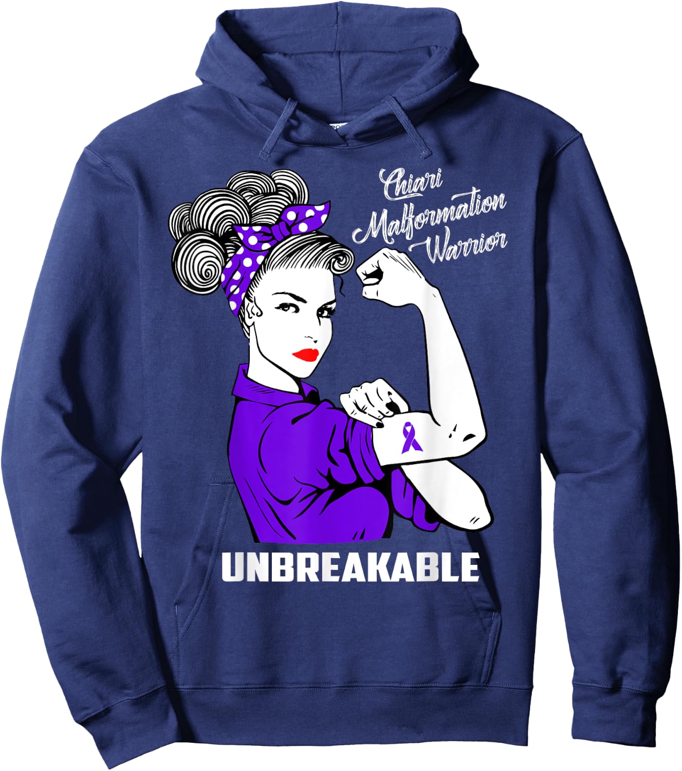 Chiari Malformation Warrior Unbreakable Shirt Awareness Gift Hoodie - Hoodie | Navy