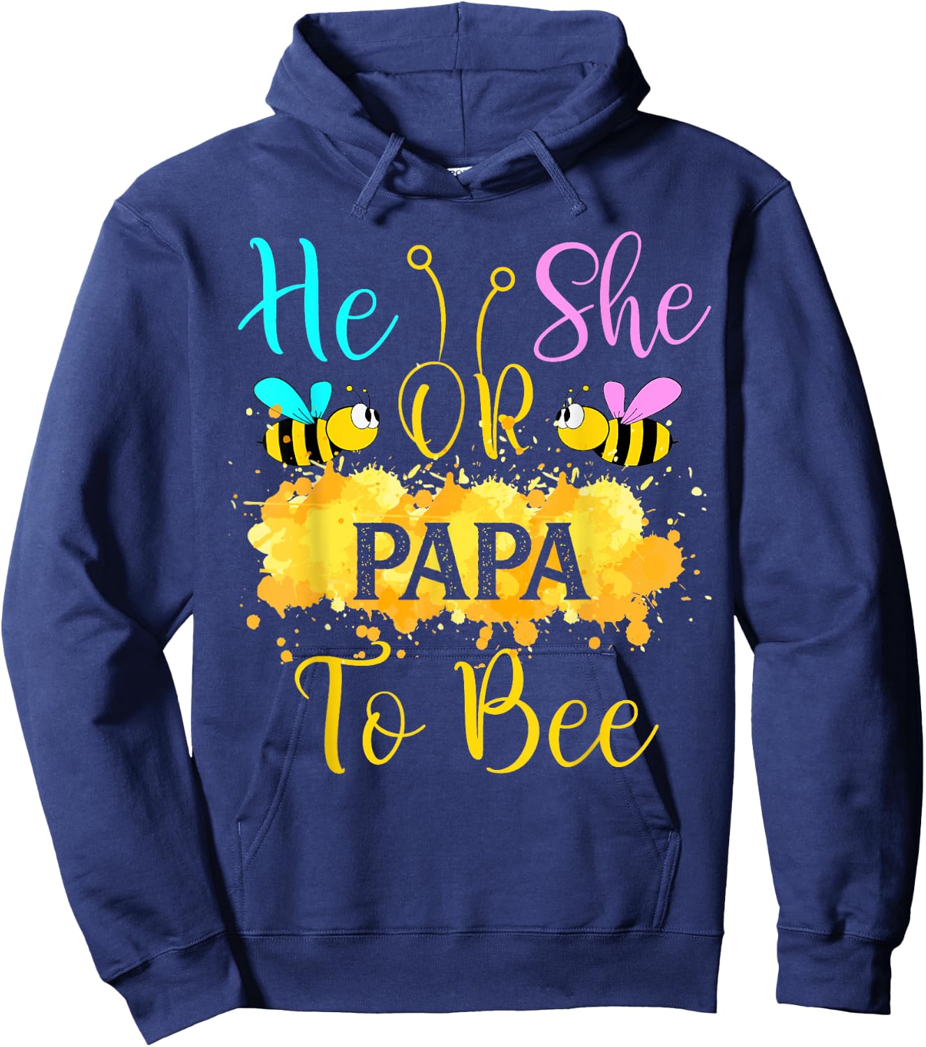 Gender Reveal What Will It Bee - He or She Papa Hoodie - Hoodie | Navy