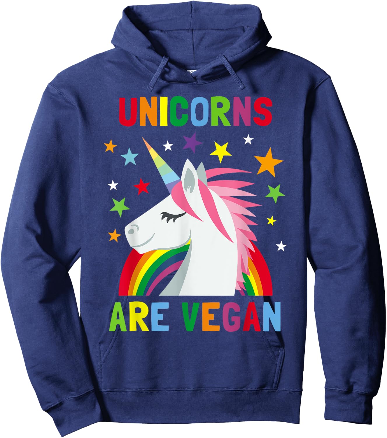 Unicorns Are Vegan Rainbow Plant-based Diet Vegans Hoodie - Hoodie | Navy