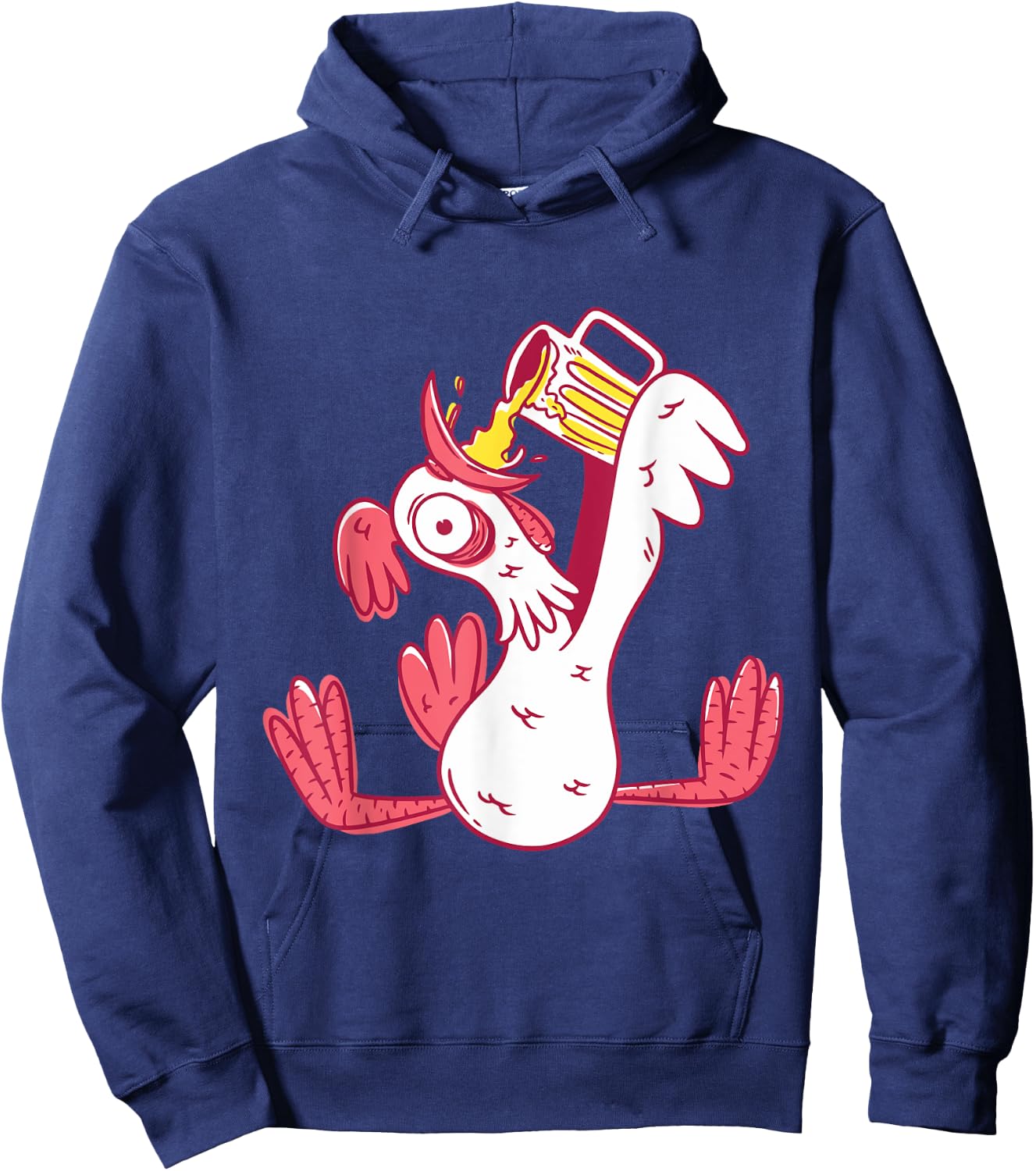Funny oktoberfest design with drunk rooster drinking beer Hoodie - Hoodie | Navy