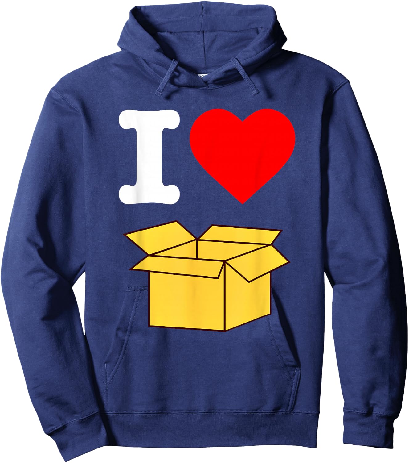 I Love Boxes Packing Cardboard Box Weird Funny Silly Hoodie - Hoodie | Navy
