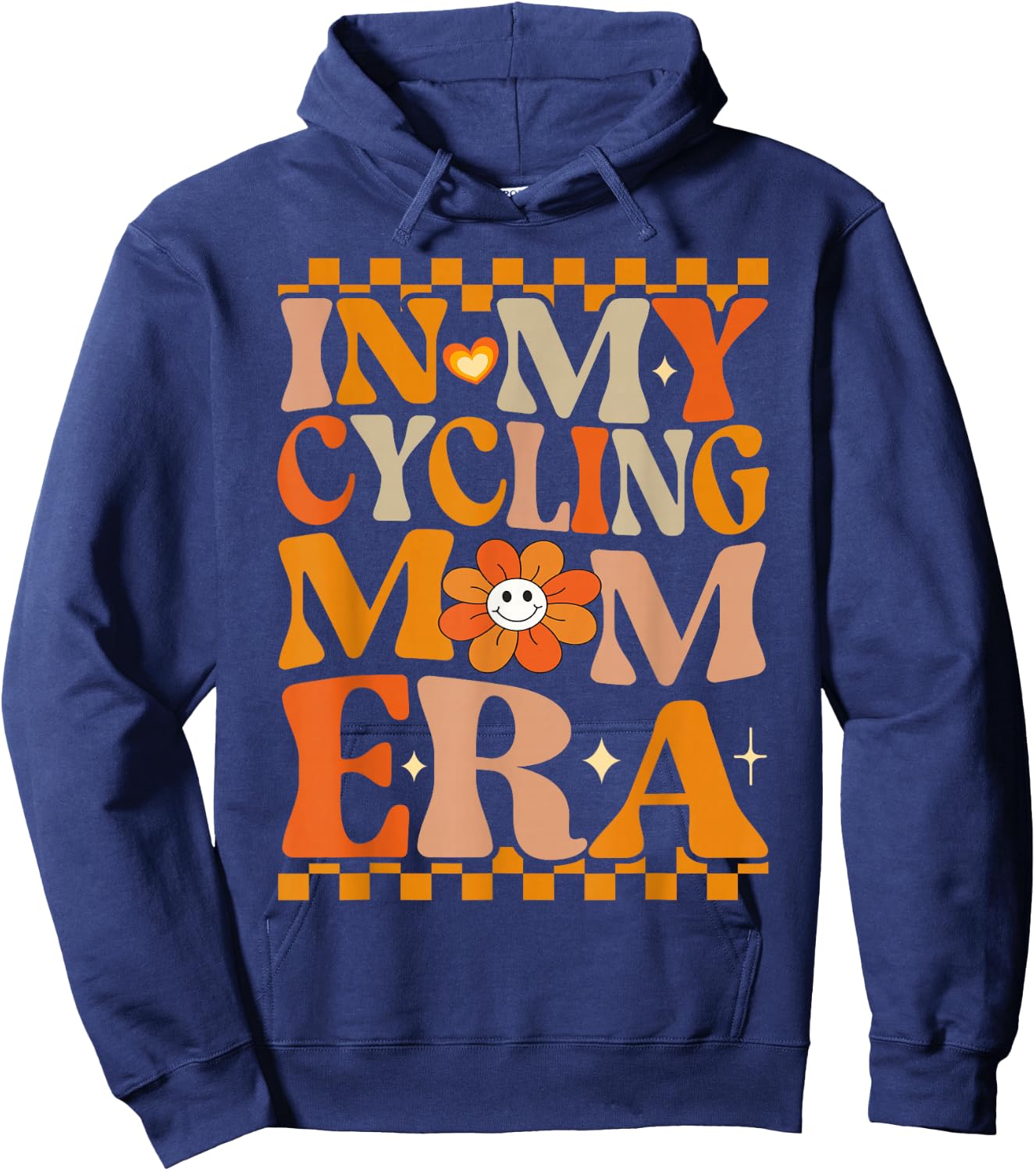 In My Cycling Mom Era | Retro Groovy Hippie Cycling Hoodie - Hoodie | Navy