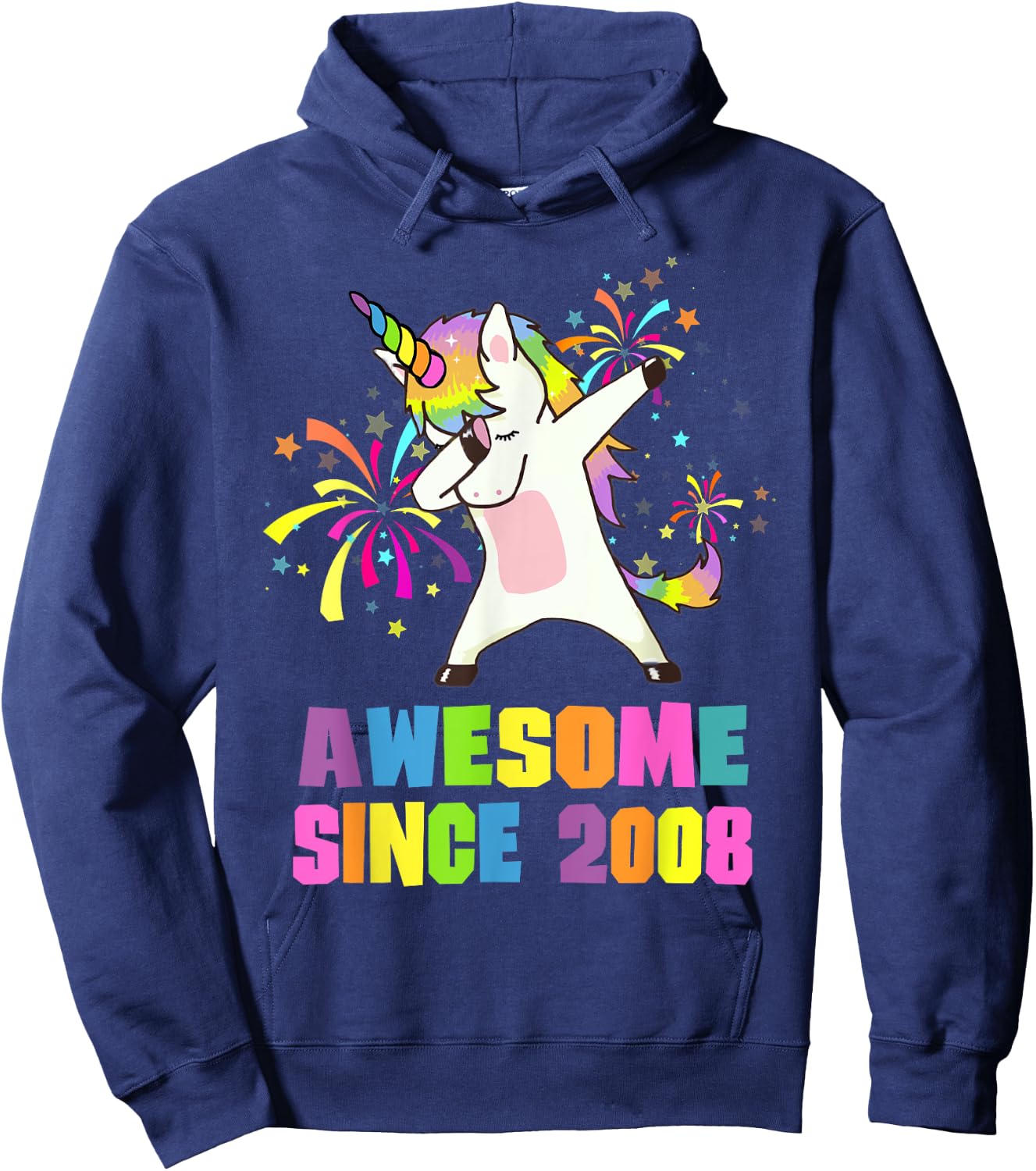Awesome Since 2008 Unicorn 17 Years Old 17th Birthday Hoodie - Hoodie | Navy
