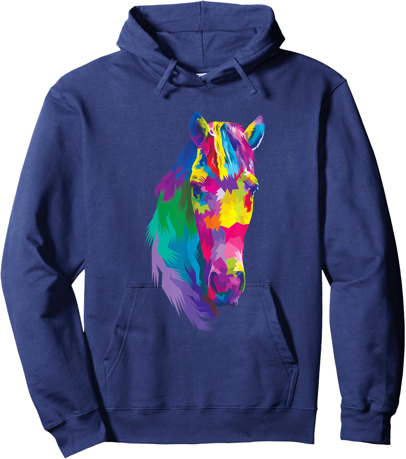 Rainbow Horse Head Colorful Equestrian Horse Display Hoodie - Hoodie | Navy