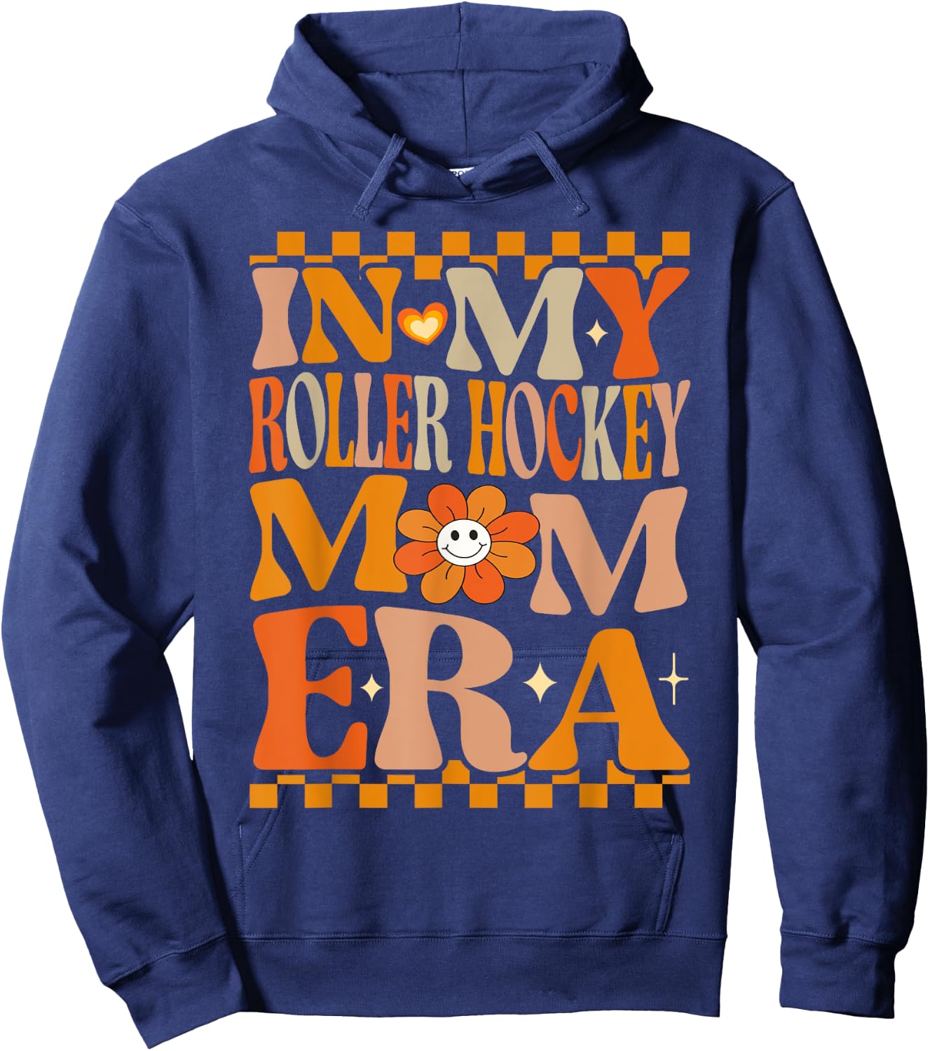 In My Roller Hockey Mom Era | Retro Groovy Roller Hockey Hoodie - Hoodie | Navy