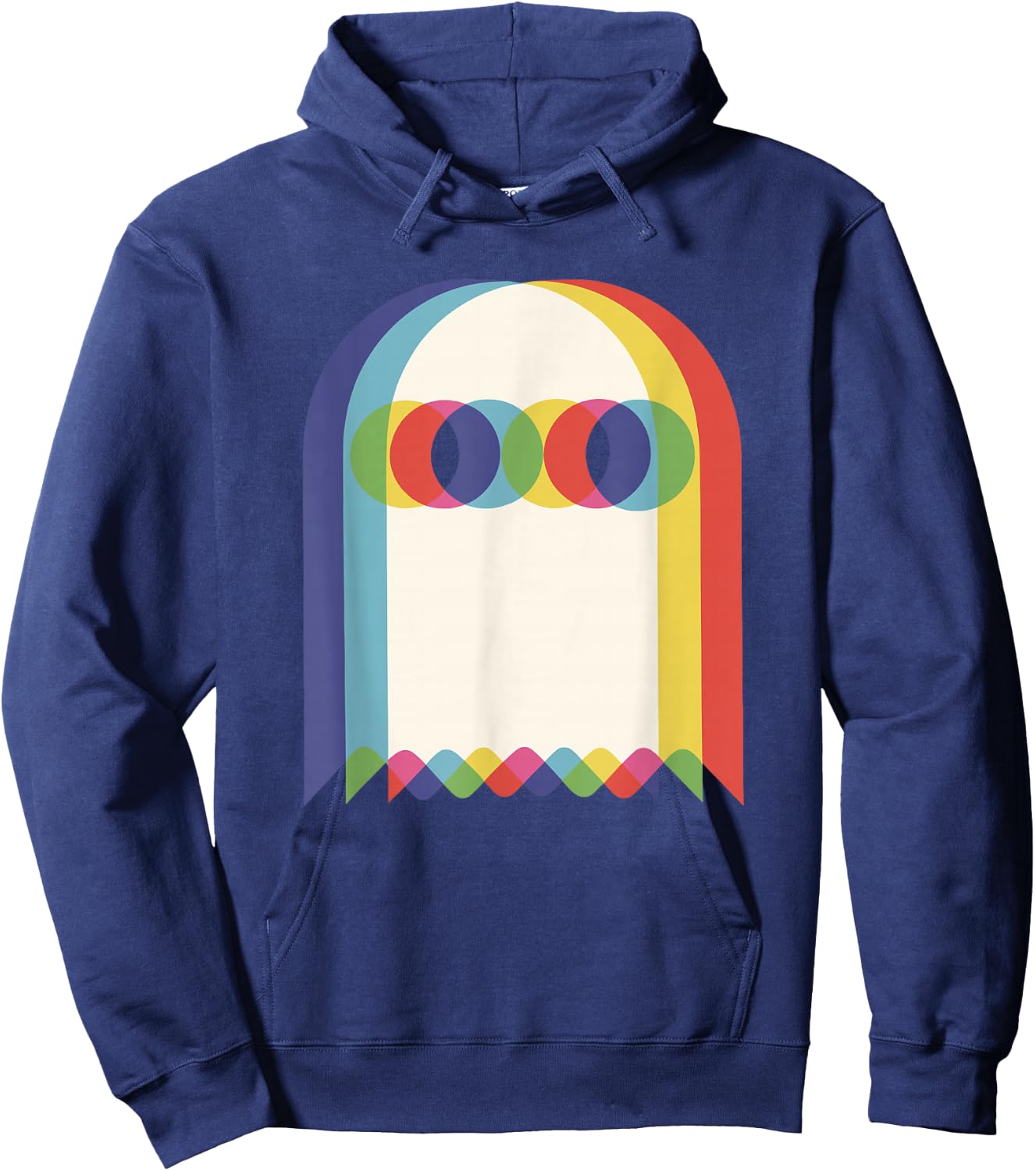 Threadrock Vaporwave Psychedelic Ghost Retro Halloween Techno EDM - Black, Small Hoodie - Hoodie | Navy