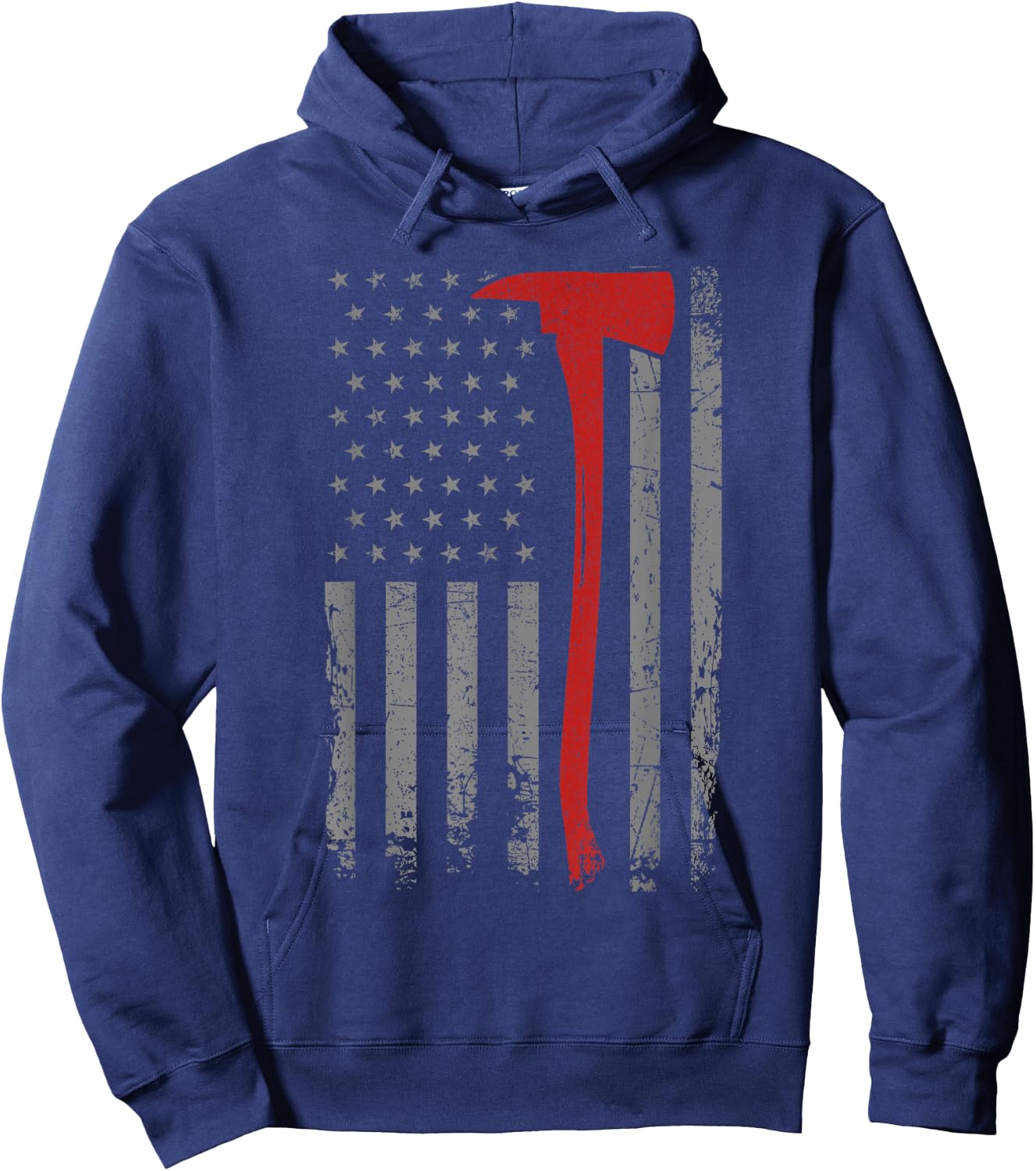 Wildland Firefighter Axe American Flag Thin Red Line Fireman Hoodie - Hoodie | Navy