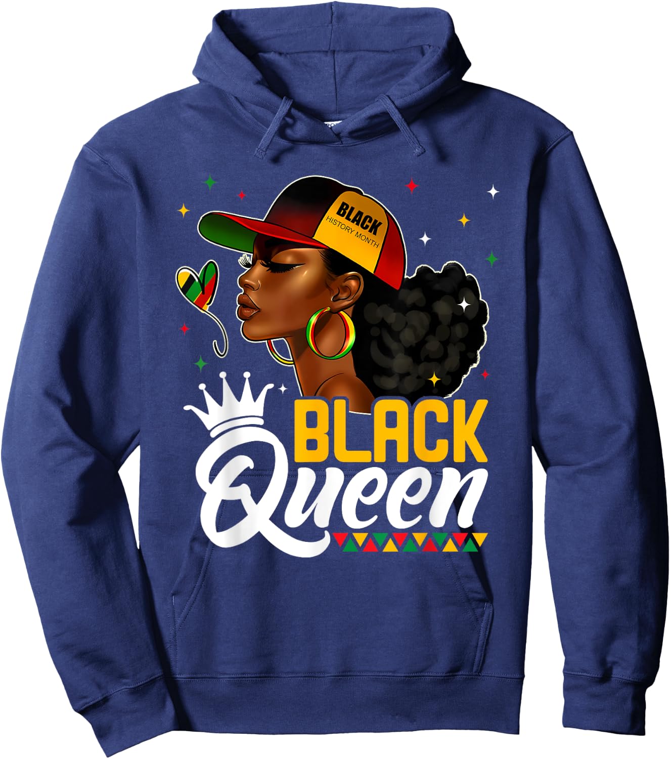 Black History Month Black Queen In Hat Melanin Girl Women Hoodie - Hoodie | Navy
