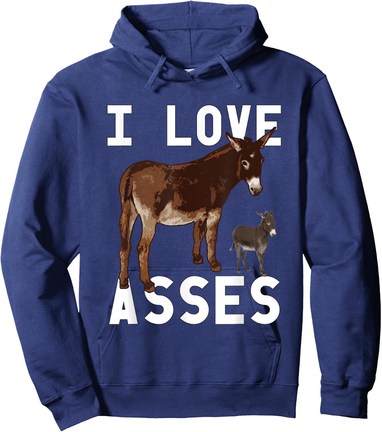 I Love Asses Funny Donkey Burro Animal Joke Adult Humor Hoodie - Hoodie | Navy