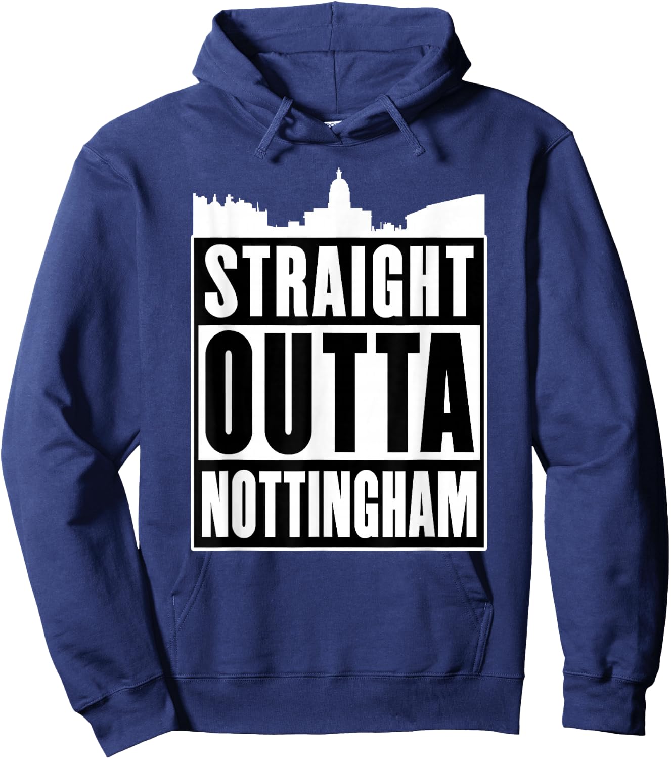 Straight Outta UK Shirts & Gifts Nottingham - Men's -Adults Black Cotton 60% Polyester 40% Short Sleeve - Small Hoodie - Hoodie | Navy