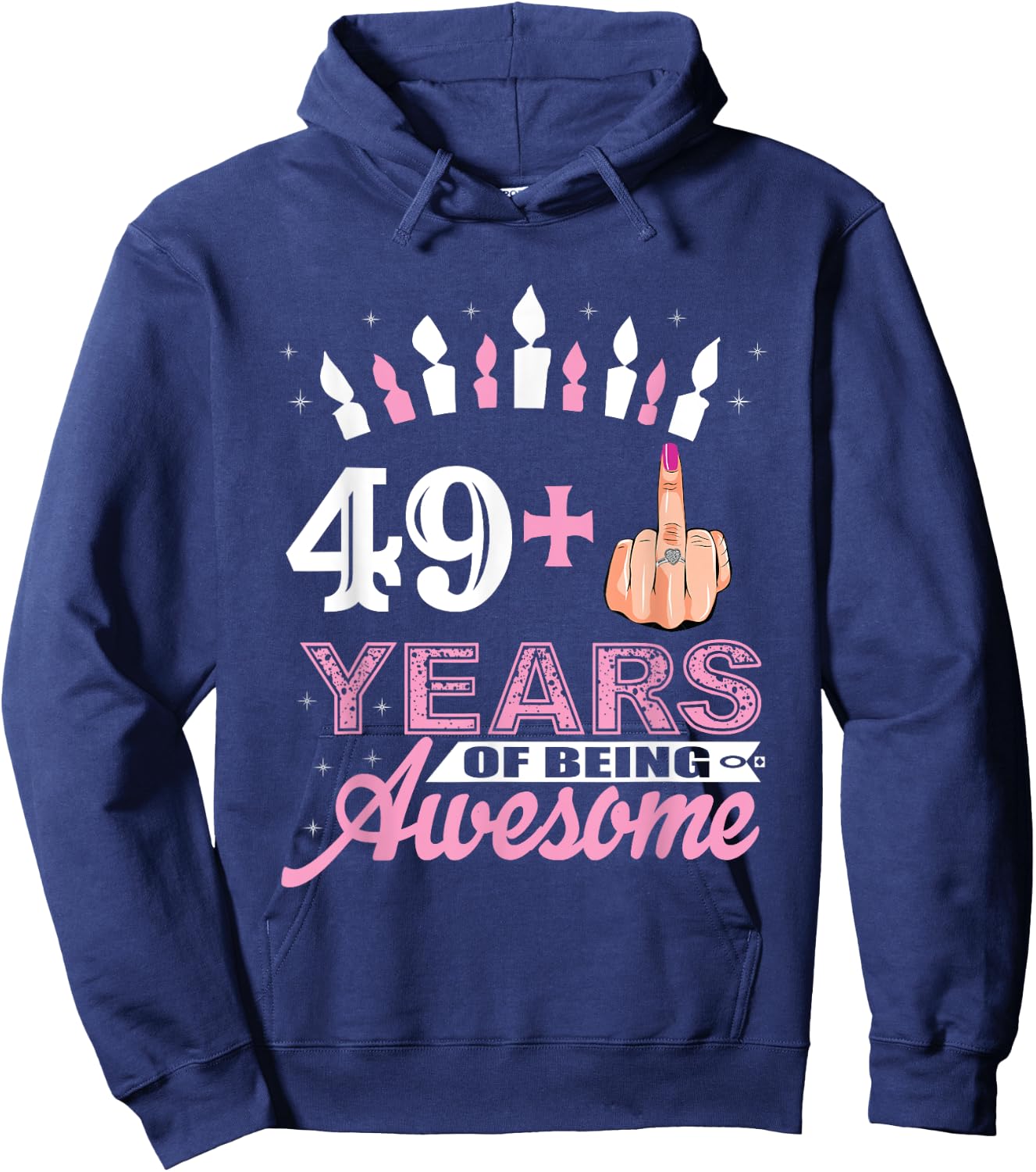 Funny 49 Plus Middle Finger 50th Birthday Gifts Hoodie - Hoodie | Navy