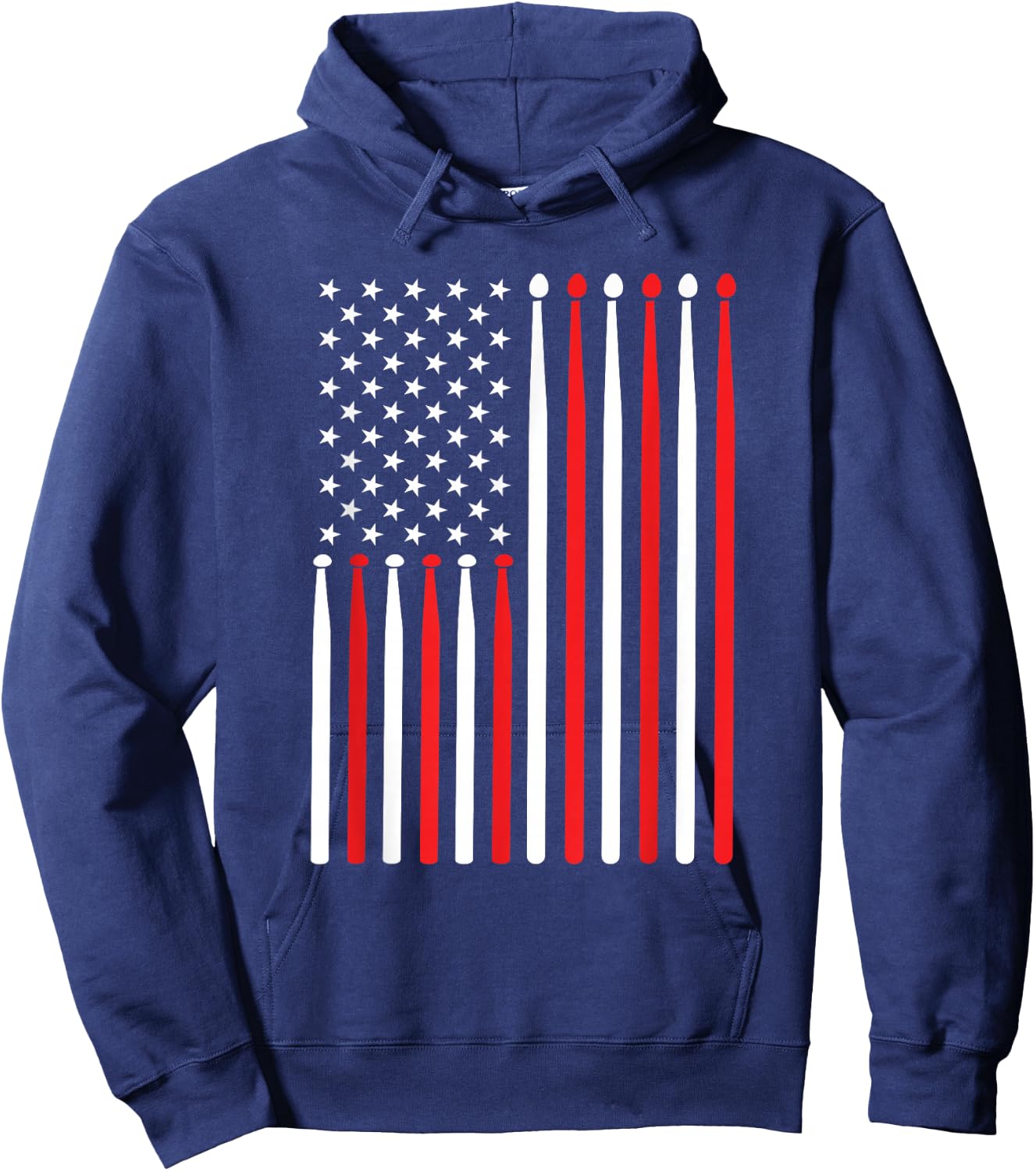American Flag Drumstick USA Drummer Shirt Musicians Men Hoodie - Hoodie | Navy