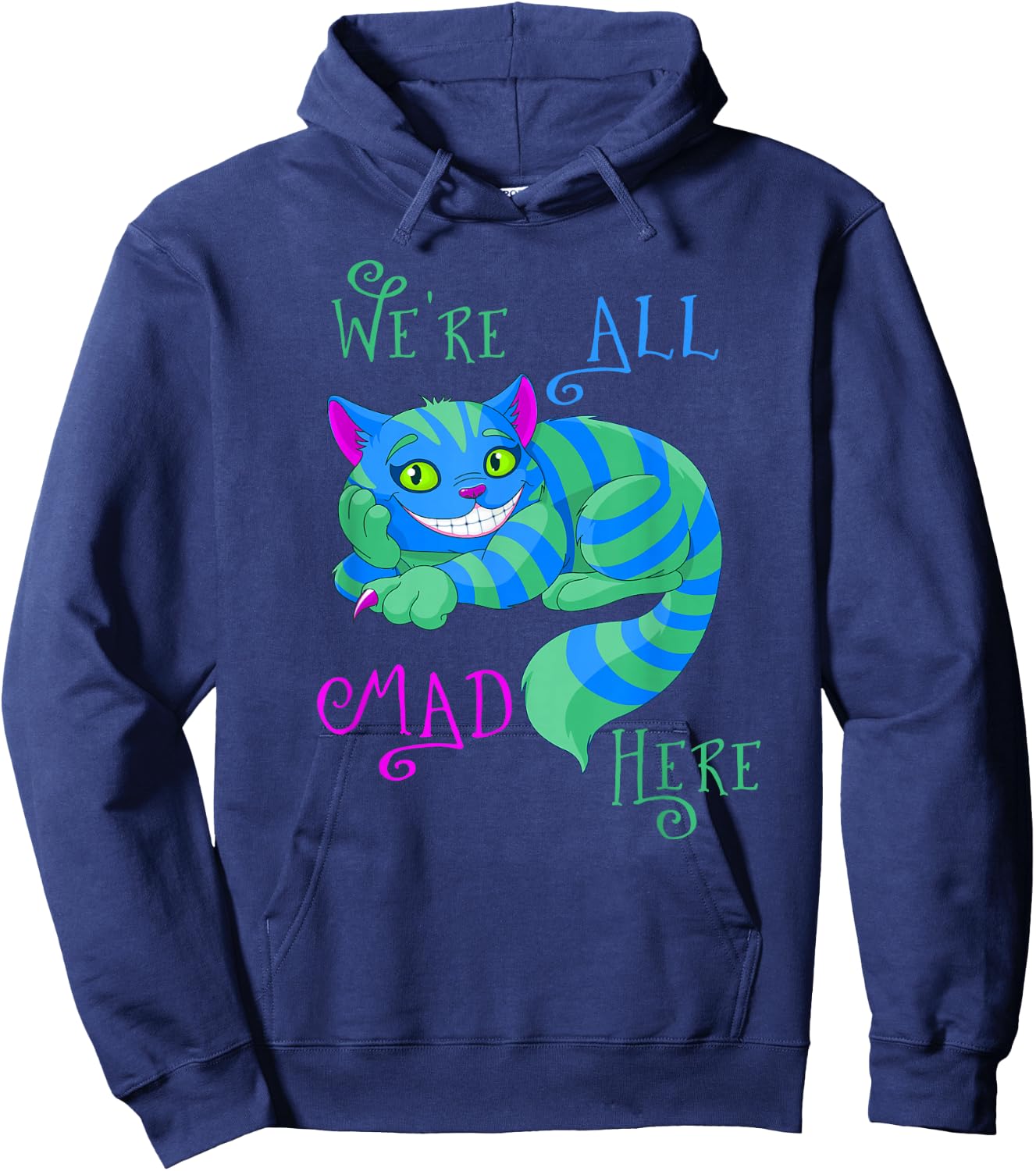 Alice in Wonderland Cheshire Cat We're All Mad Here Small Hoodie - Hoodie | Navy