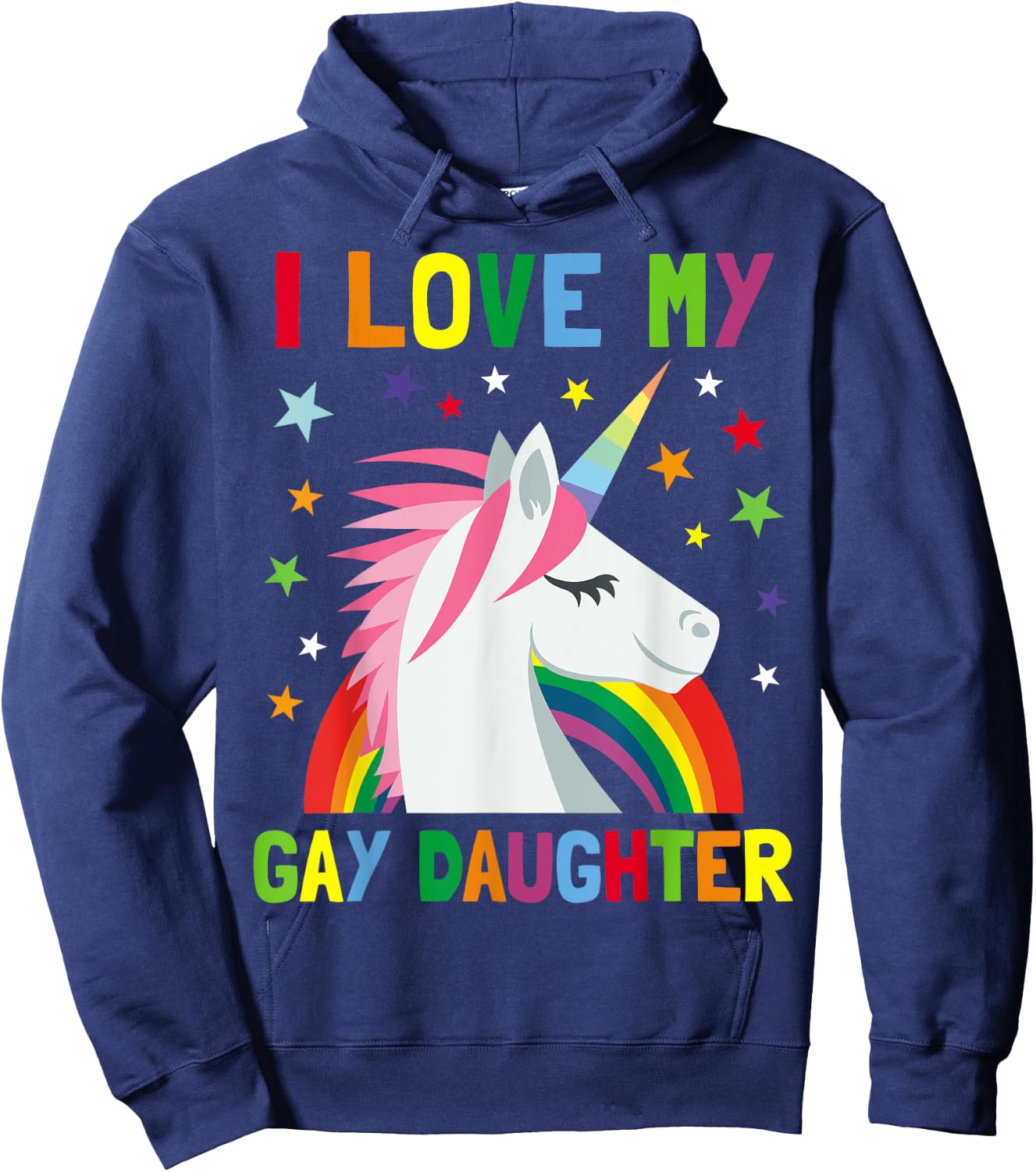 I Love My Gay Daughter Unicorn Parent of Gay Child Hoodie - Hoodie | Navy