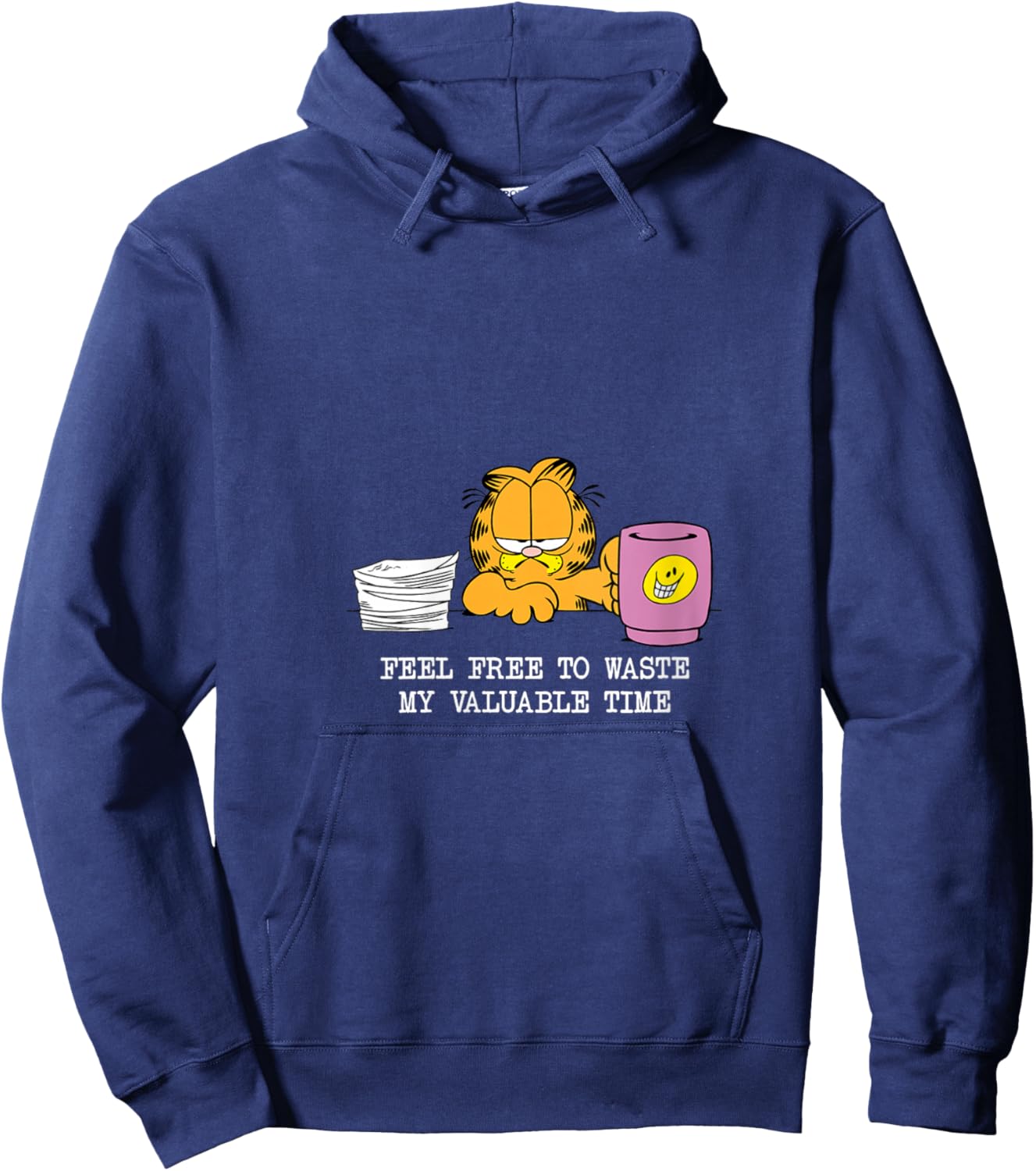 Garfield Feel Free To Waste My Time V-Neck Hoodie - Hoodie | Navy