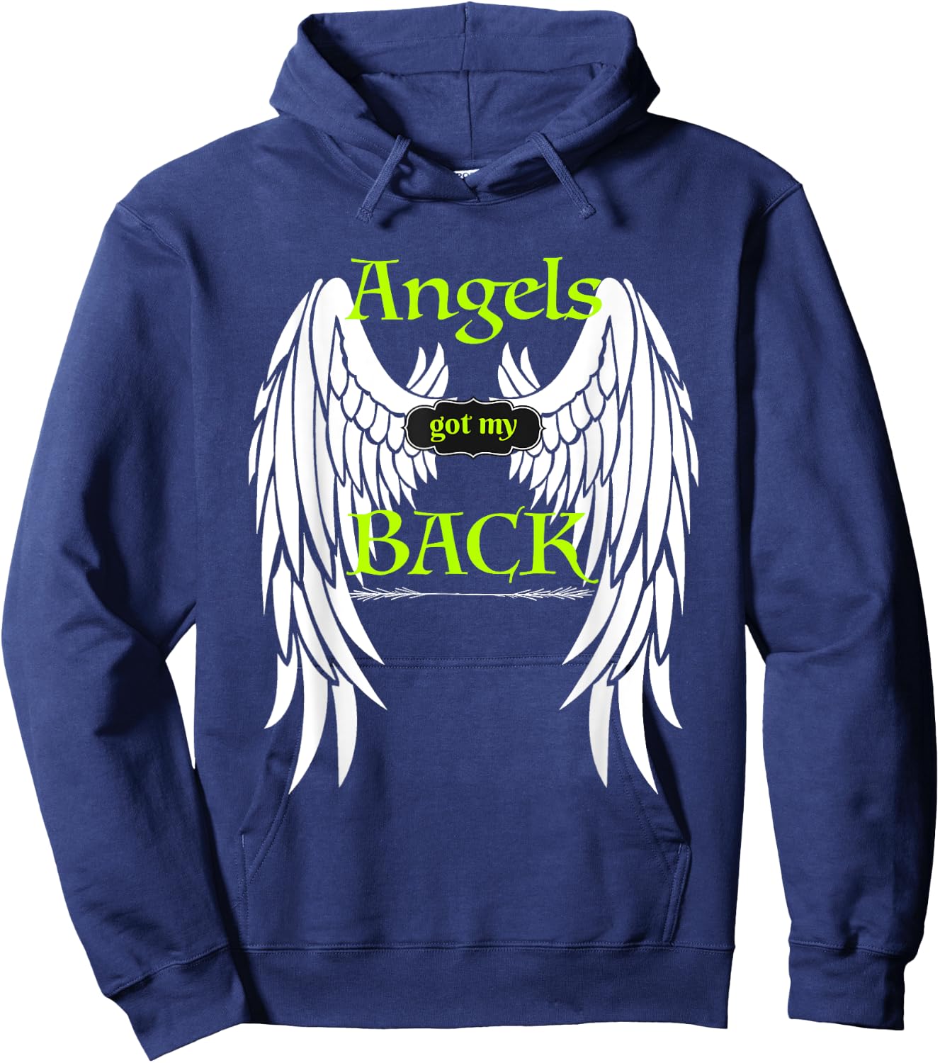Angels Got my Back Inspirational Religious Wings Hoodie - Hoodie | Navy