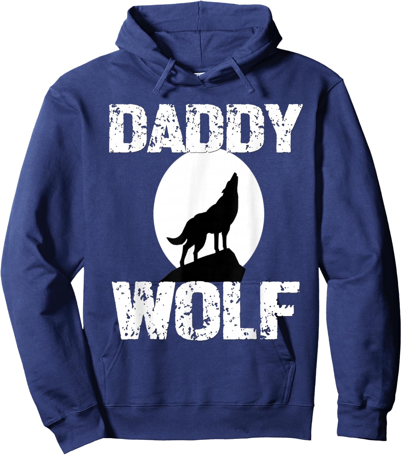 Daddy Wolf Matching Family Tribe Wolves Moon Papa Father Dad Hoodie - Hoodie | Navy