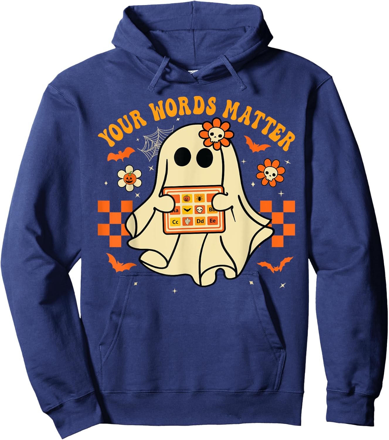 Your Words Matter SLP Speech Therapist Halloween Ghost Hoodie - Hoodie | Navy