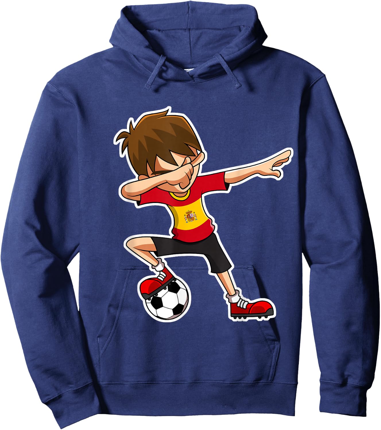 Dabbing Soccer Boy Spain Jersey, Spanish Kids Dab Gifts Hoodie - Hoodie | Navy