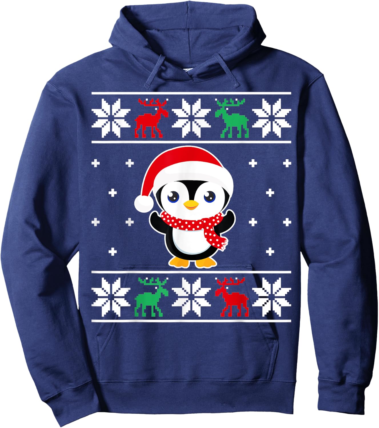 Christmas Penguin Funny Classic Ugly Sweater Girl Boy Kids Hoodie - Hoodie | Navy