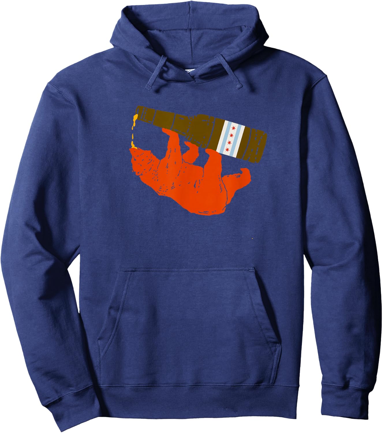 Chicago Beer Drinking Funny Drunk Orange Bear T Shirt Hoodie - Hoodie | Navy