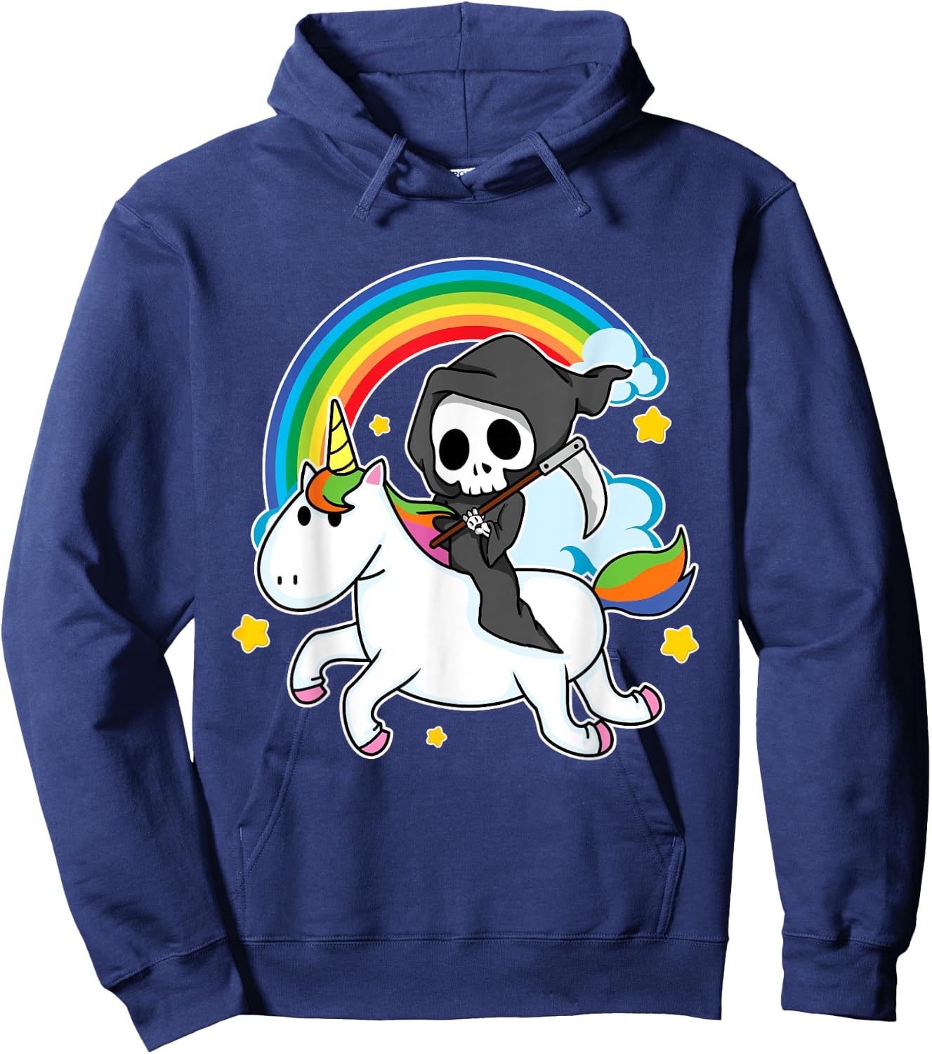 Halloween Unicorn Costume Grim Reaper Riding Unicorn Hoodie - Hoodie | Navy