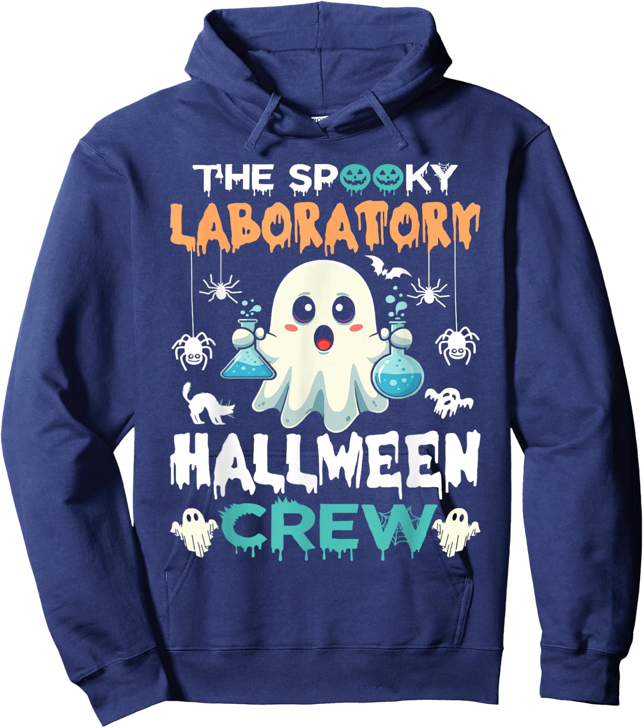 Funny Ghost The Spooky Laboratory Halloween Crew Lab Tech Hoodie - Hoodie | Navy