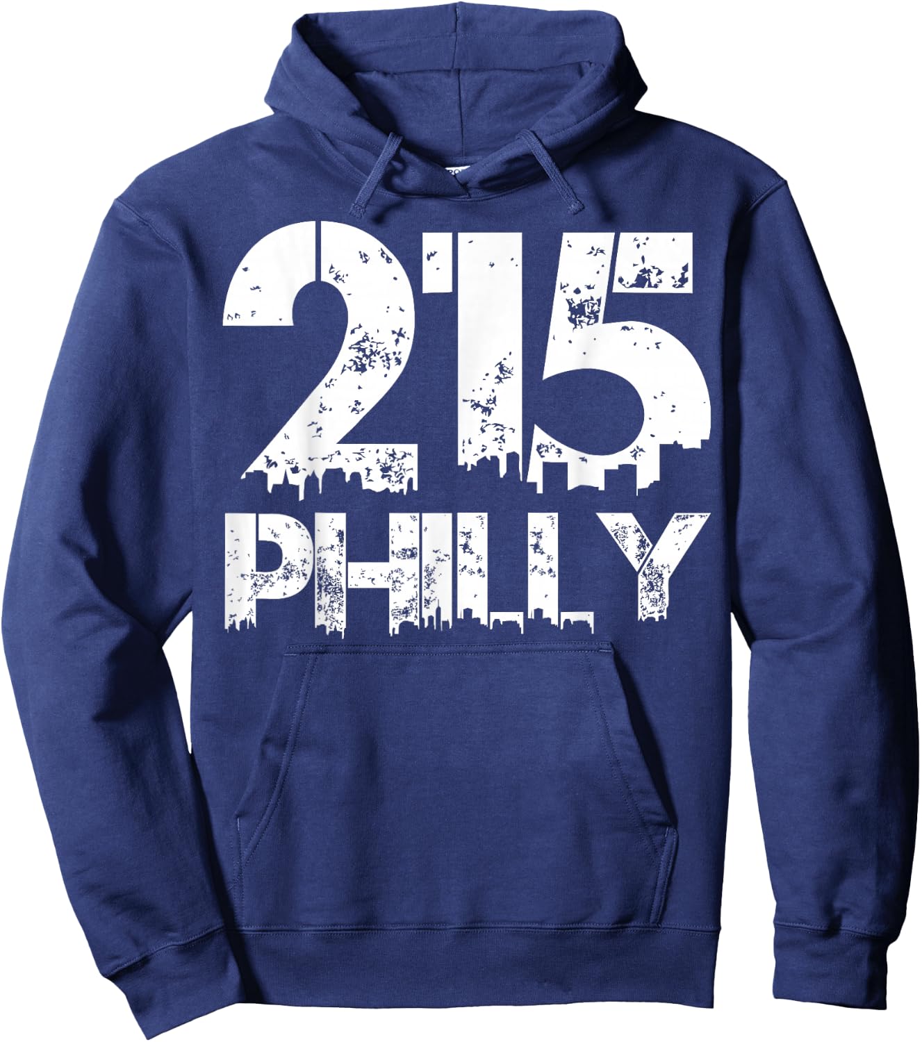 Philadelphia Philly 215 Area Code Distressed Gritty T Shirt Hoodie - Hoodie | Navy