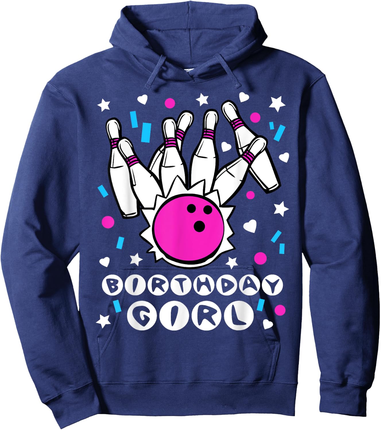 Birthday girl Bowling Party Cool Kids Cute Pins Bowl Gift Hoodie - Hoodie | Navy