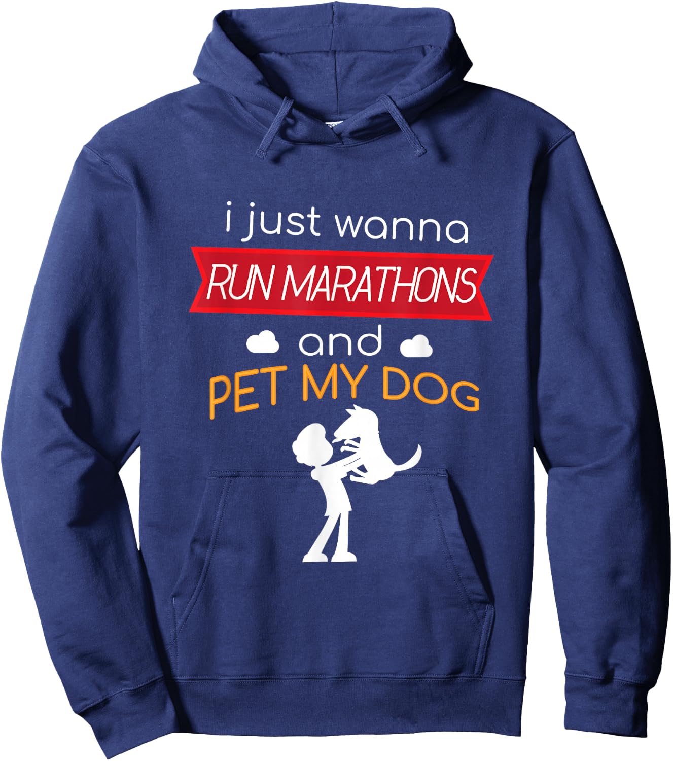 Marathon and Pet My Dog Runner Race Half Running Hoodie - Hoodie | Navy