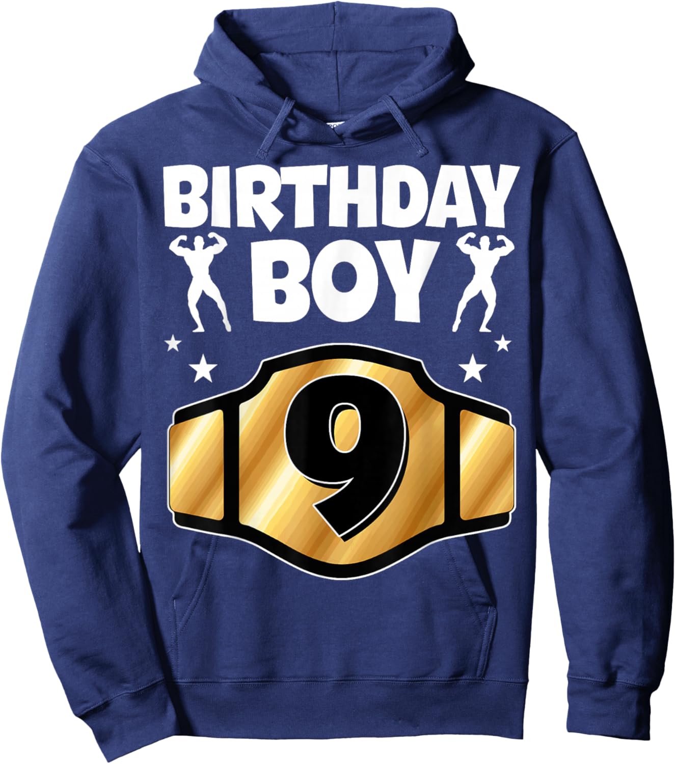 Kids 9th Birthday Boy Wrestling Belt Wrestle 9 Year Old Boys Hoodie - Hoodie | Navy