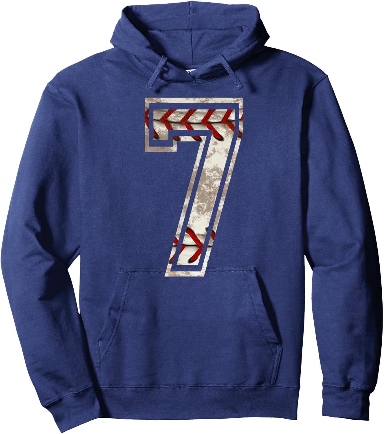 Baseball Jersey Number 7 Vintage Distressed Hoodie - Hoodie | Navy