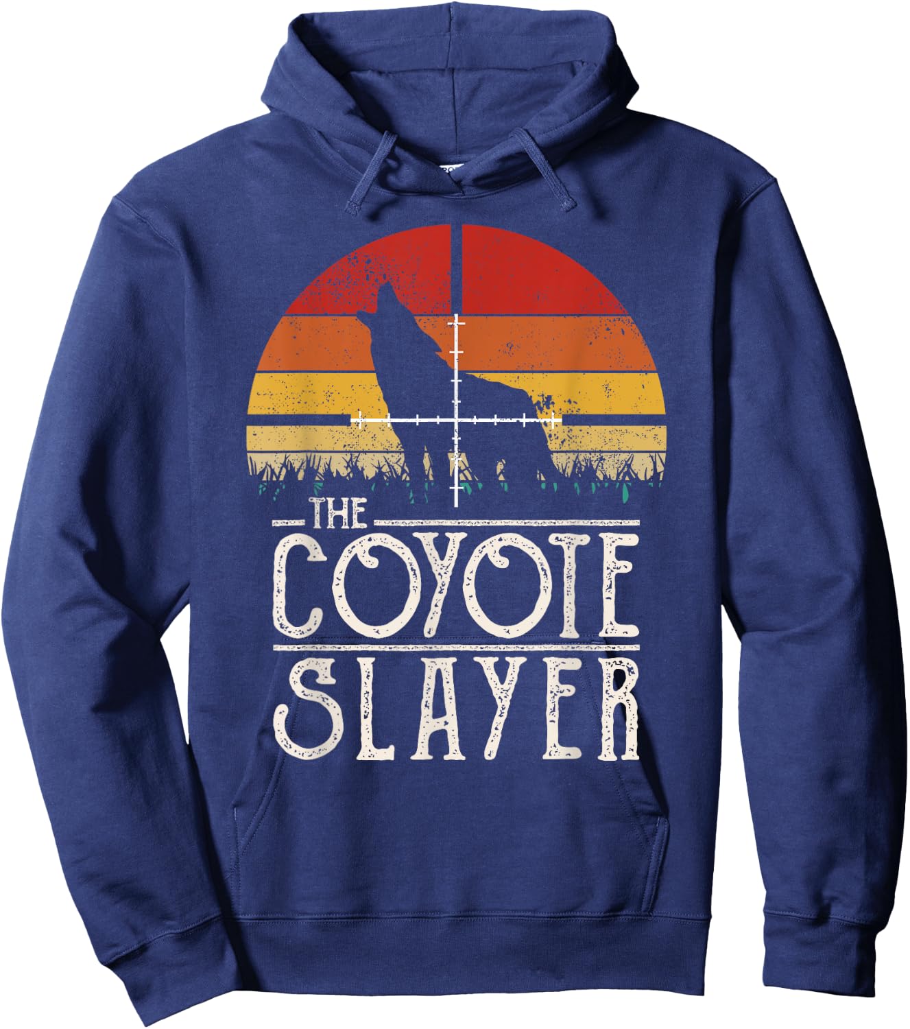 Vintage Sunset Retro Style Coyote Hunting Coyote Slayer Hoodie - Hoodie | Navy