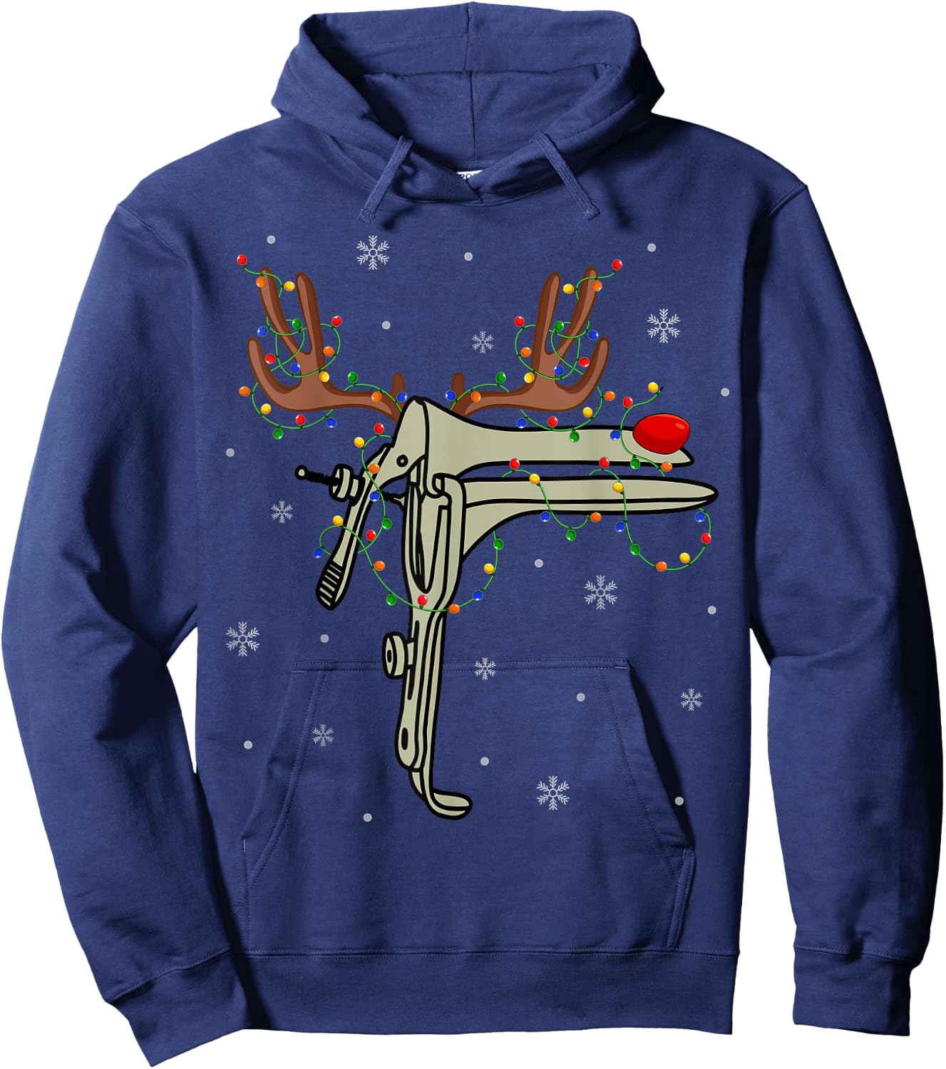 Speculum Reindeer Xmas Light Medical OB GYN Nurse Christmas Hoodie - Hoodie | Navy