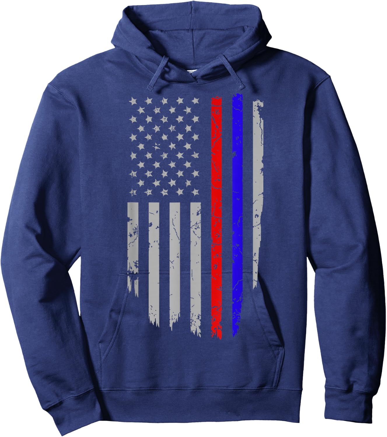 American Flag Red Blue Thin Line Apparel Firefighter Police Hoodie - Hoodie | Navy
