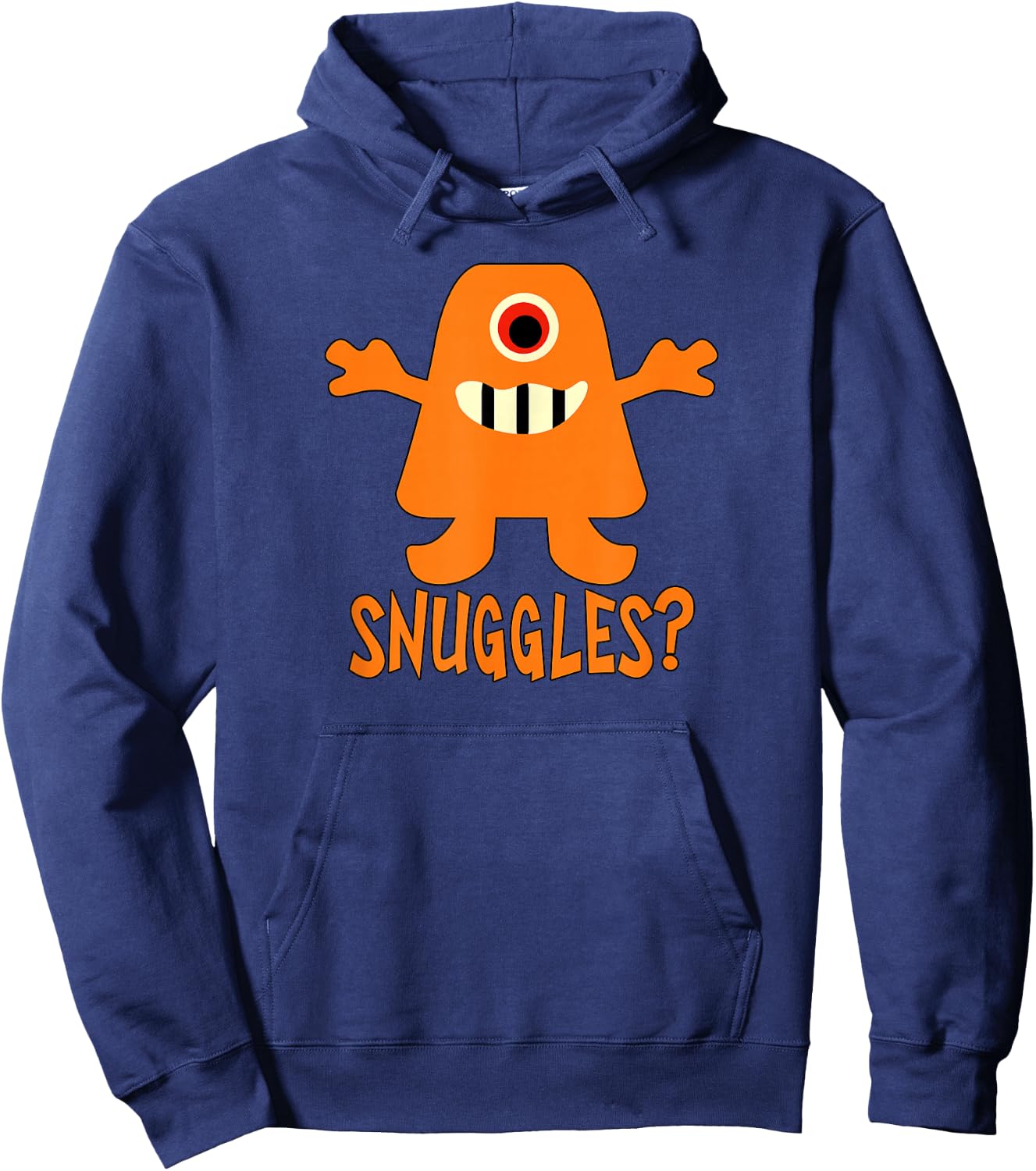 Snuggles with Cute Orange Monster Hoodie - Hoodie | Navy