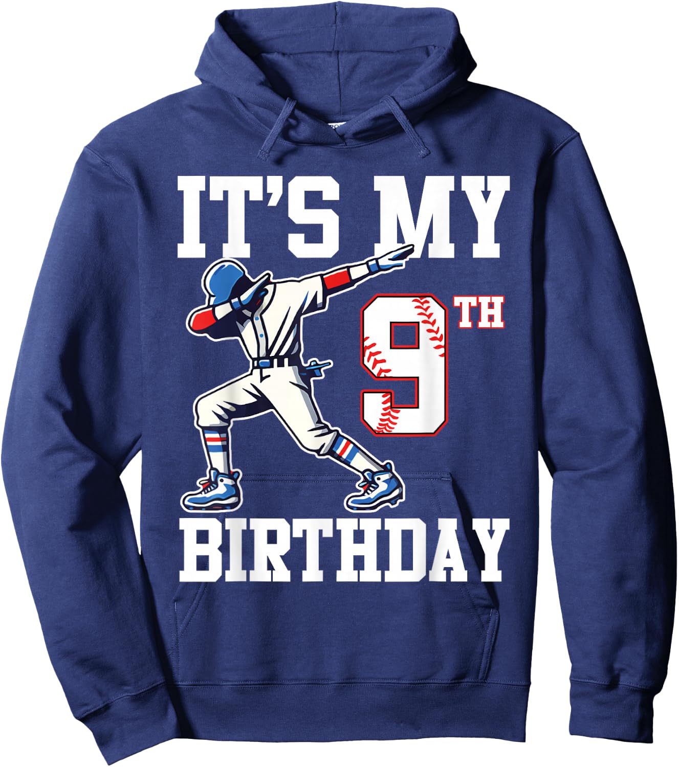 It's My 9th Birthday Baseball 9 Years Old Birthday Boy Girl Hoodie - Hoodie | Navy