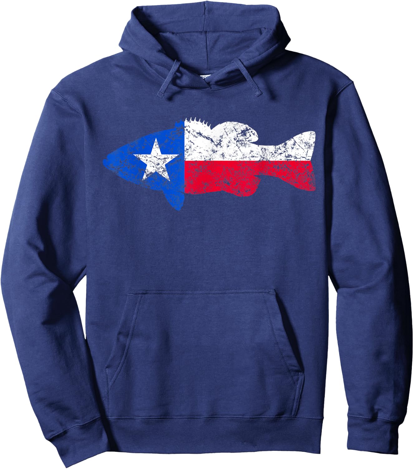 Texas Flag Smallmouth Bass Fishing Hoodie - Hoodie | Navy