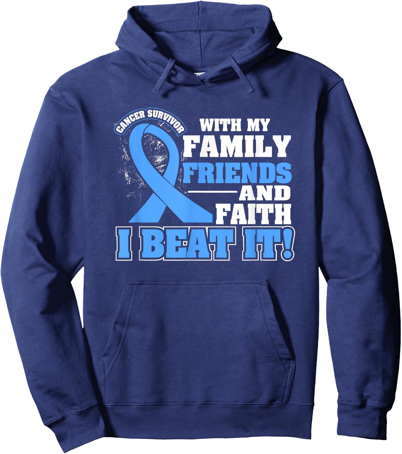 Family Faith I Beat It Prostate Cancer Awareness Ribbon Hoodie - Hoodie | Navy
