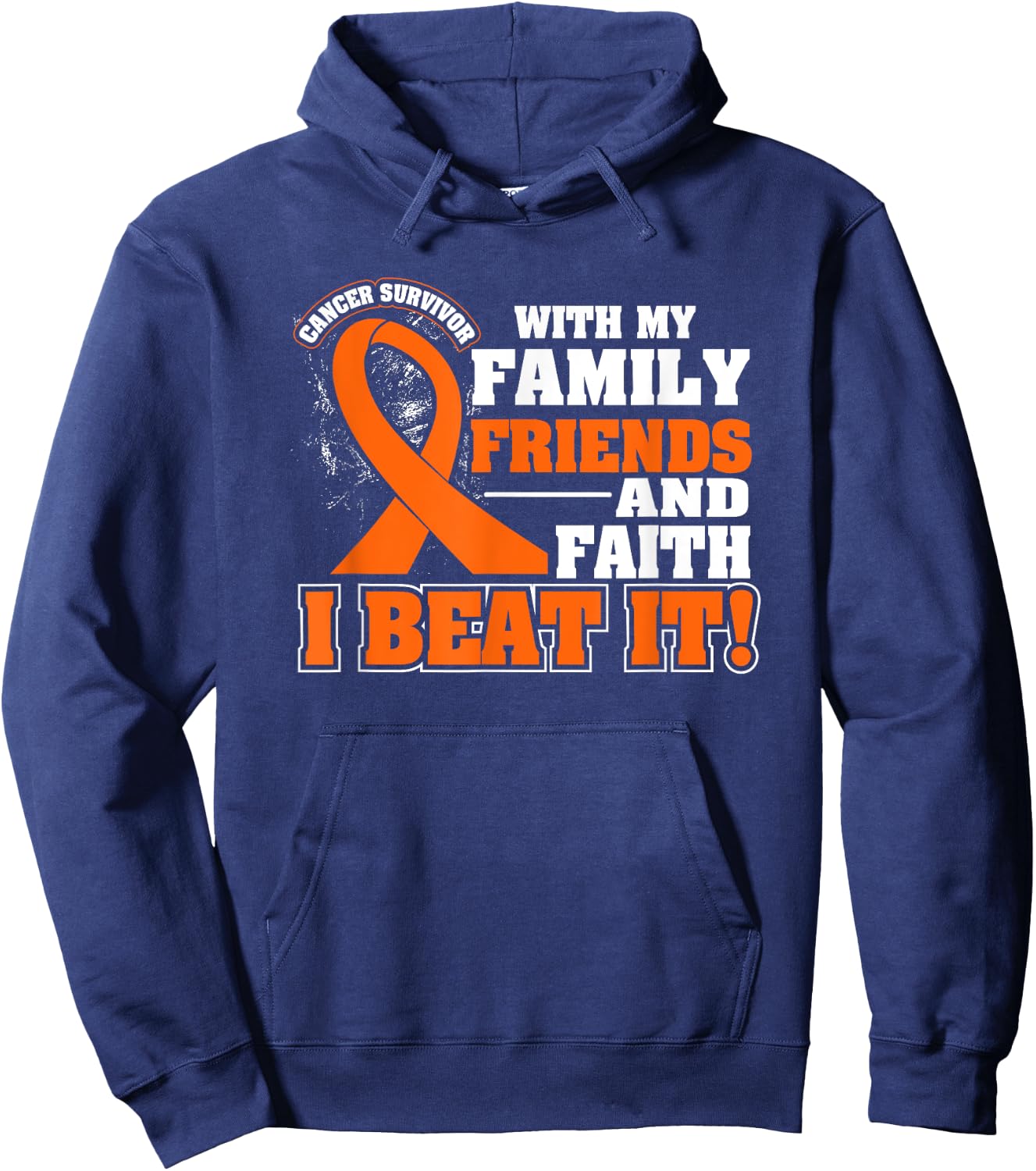 Family Faith I Beat It Leukemia Cancer Awareness Ribbon Hoodie - Hoodie | Navy